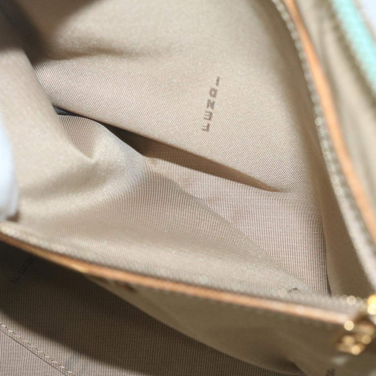 FENDI Zucchino Canvas Hand Bag Enamel Light Blue 61798