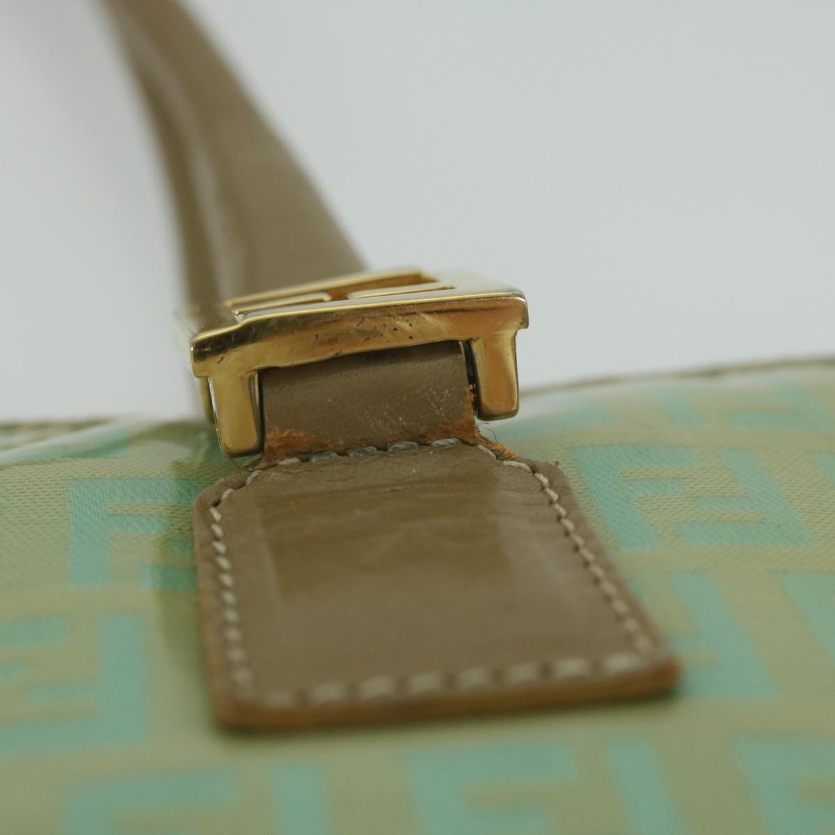FENDI Zucchino Canvas Hand Bag Enamel Light Blue 61798