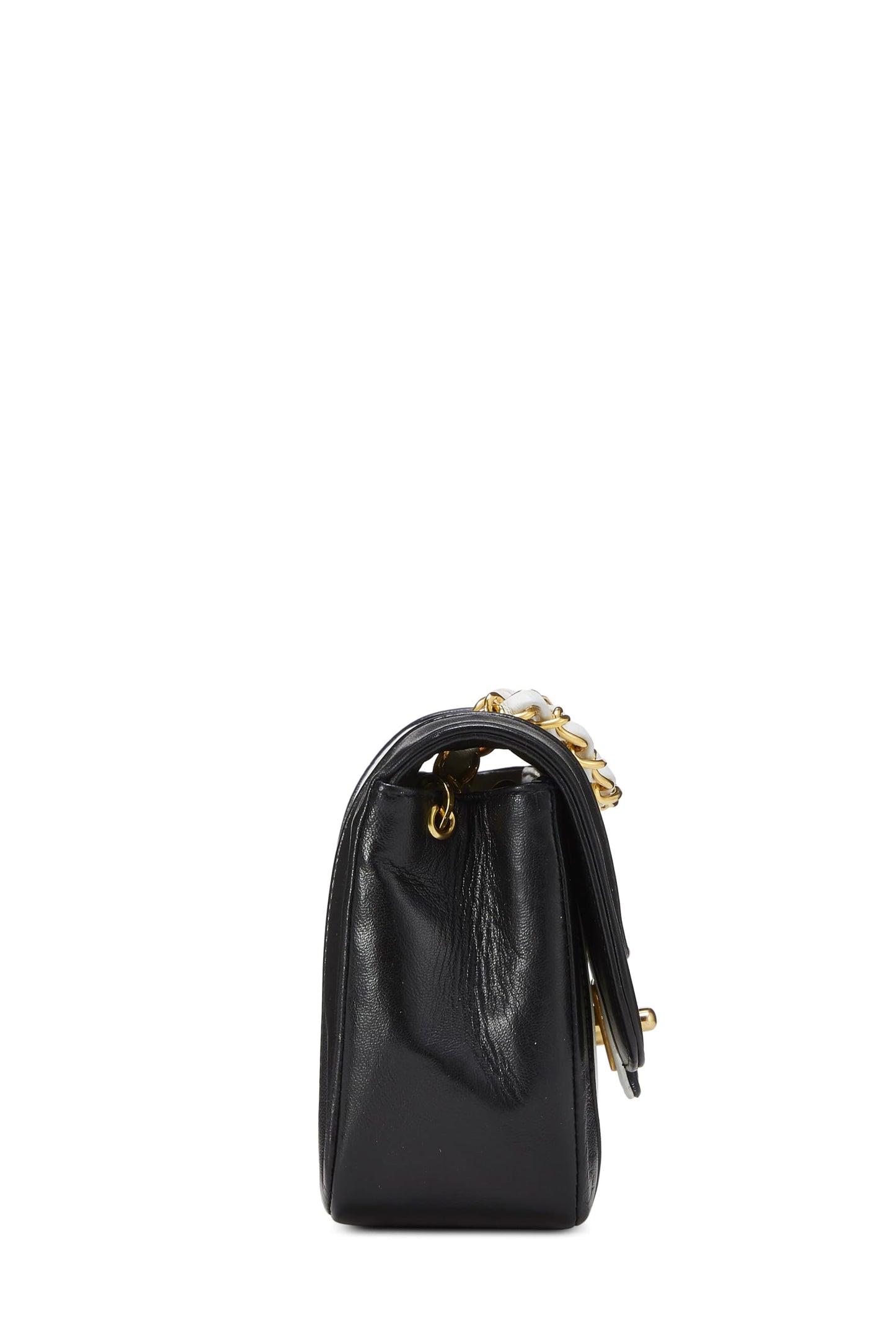 Chanel,  White & Black Vertical Lambskin Border Flap Mini, Multi