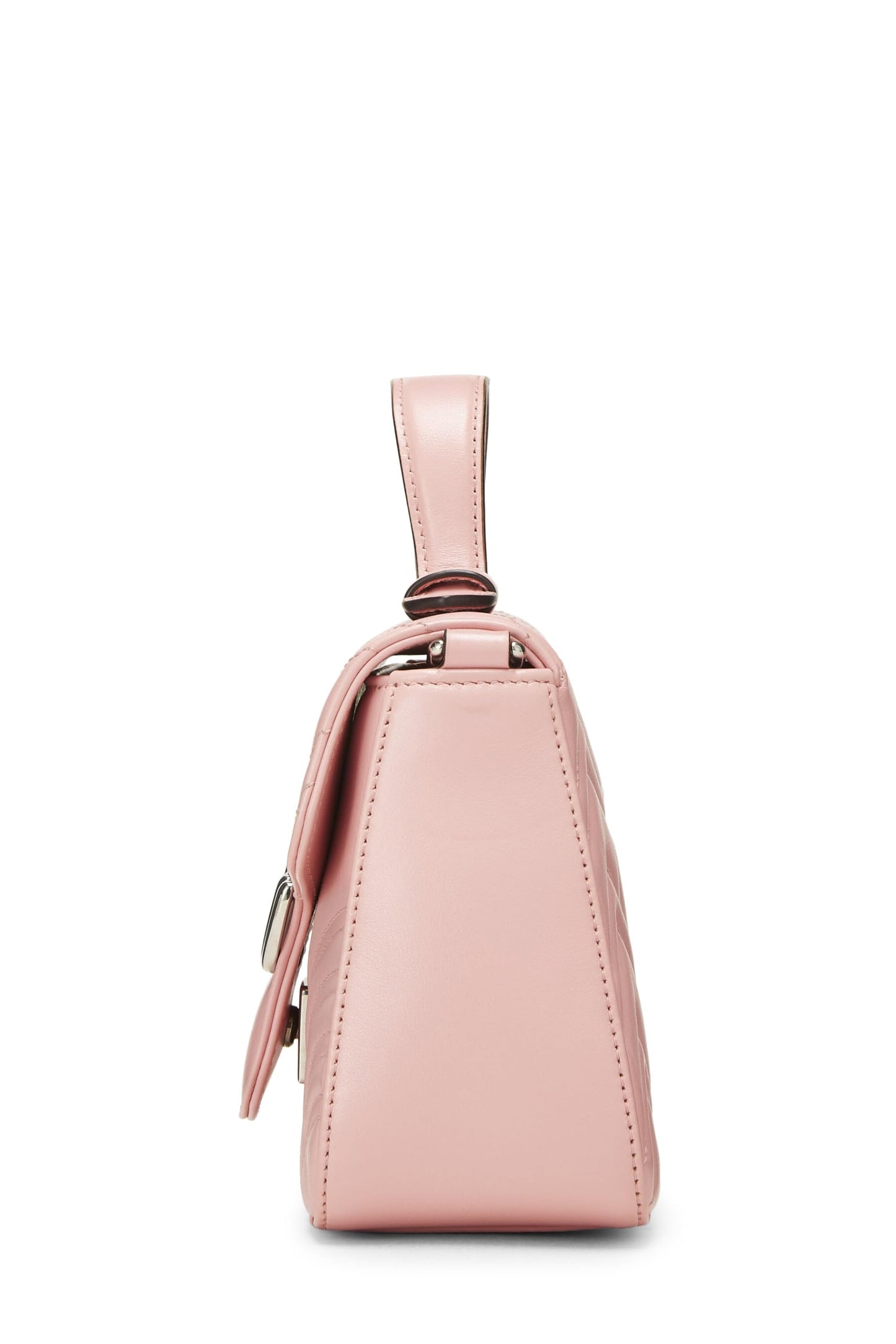 Gucci,  Pink Leather GG Marmont Top Handle Bag Mini, Pink