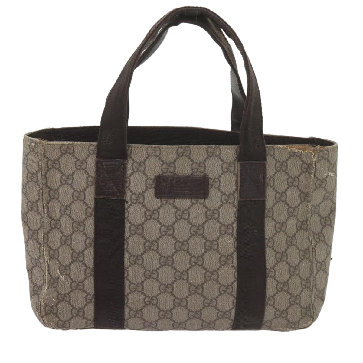 GUCCI GG Supreme Hand Bag PVC Leather Beige 141976 61845
