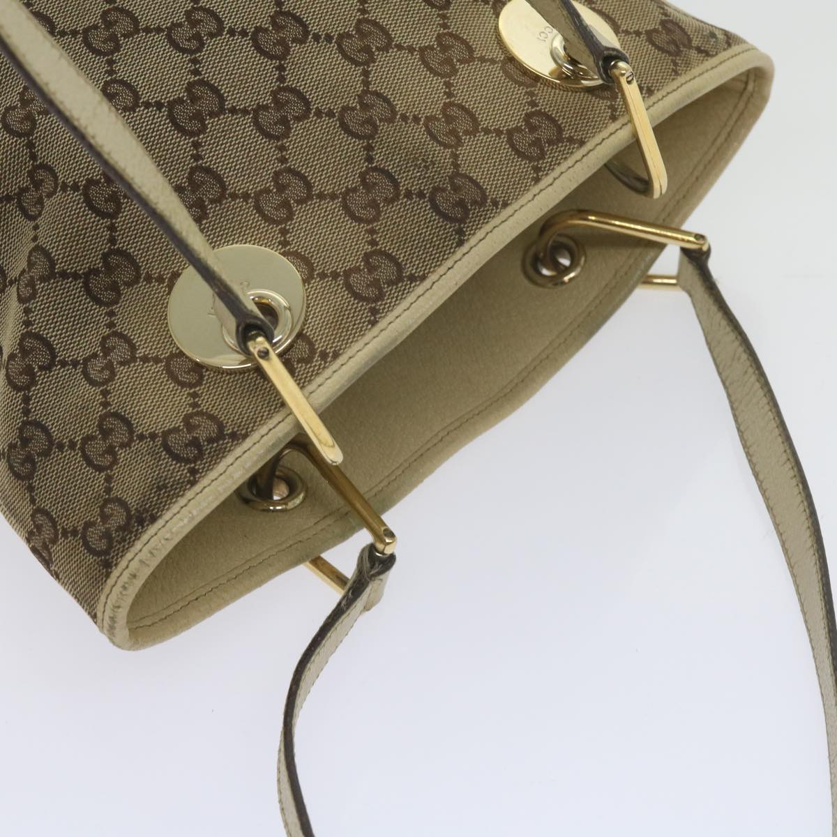 GUCCI GG Canvas Tote Bag Beige 120840 61846