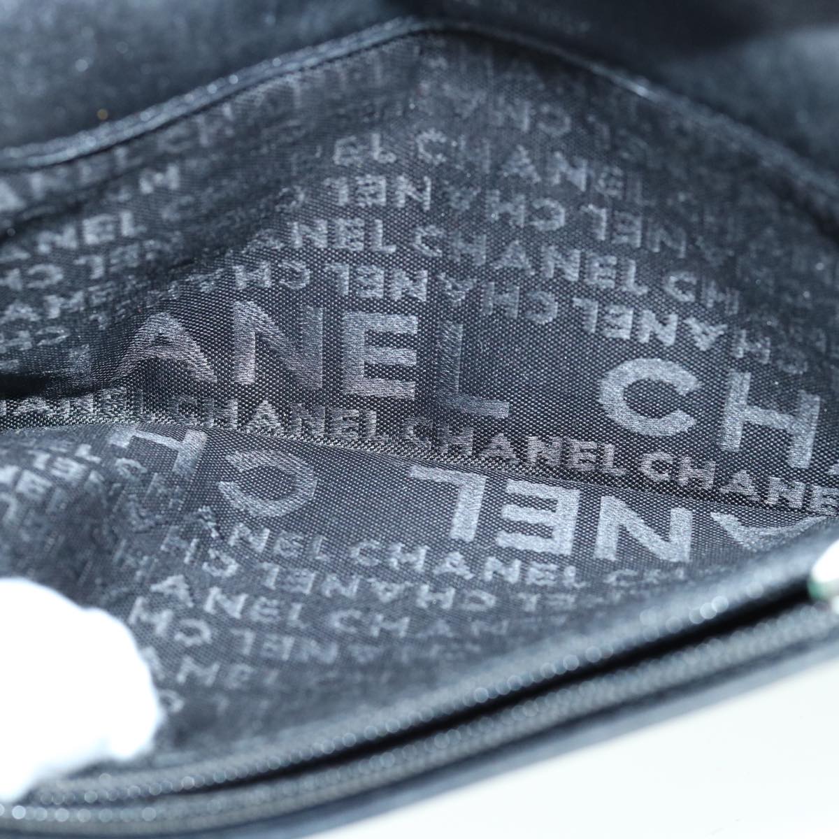 CHANEL Icon Line Wallet Leather Silver CC 61875