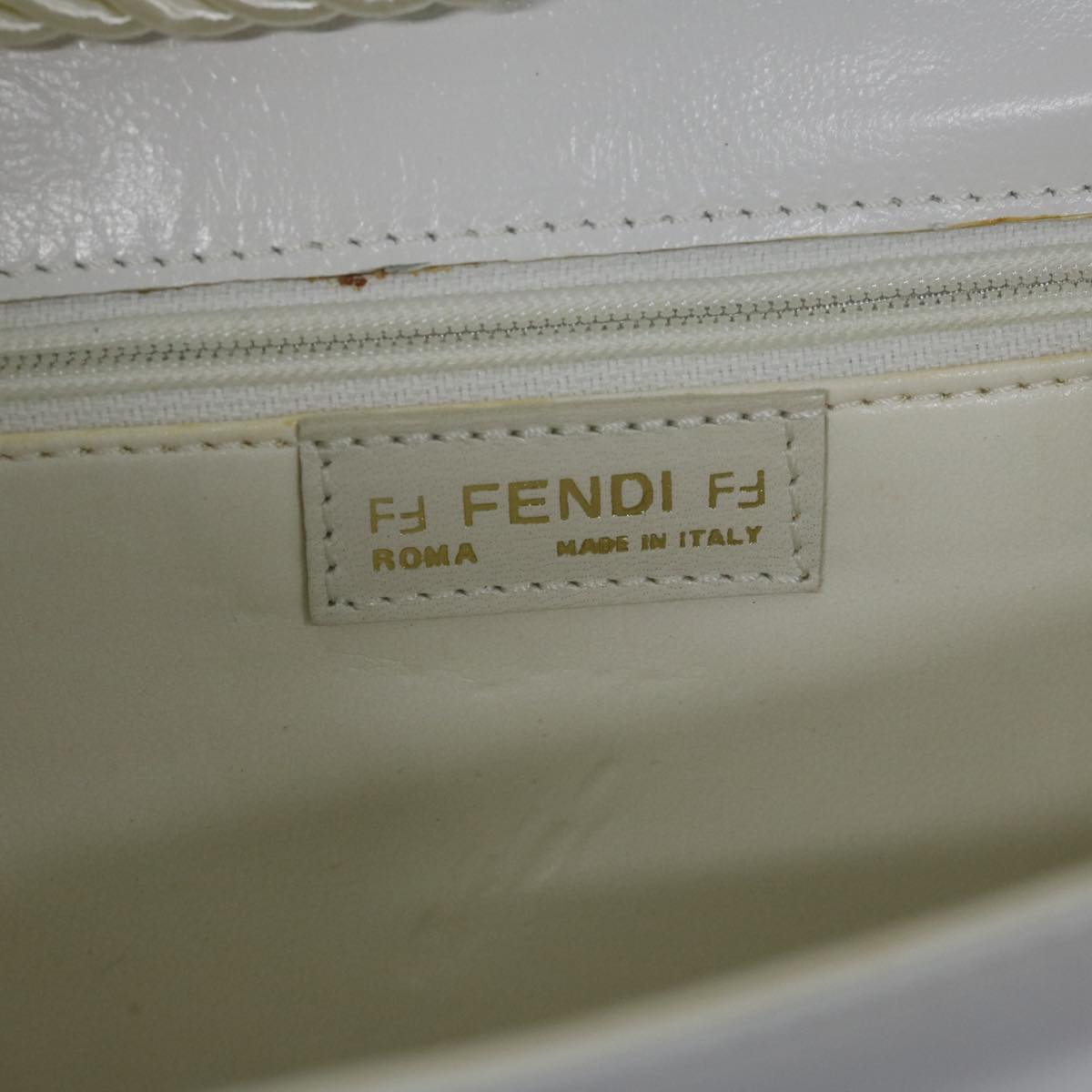 FENDI Shoulder Bag Leather White 61891