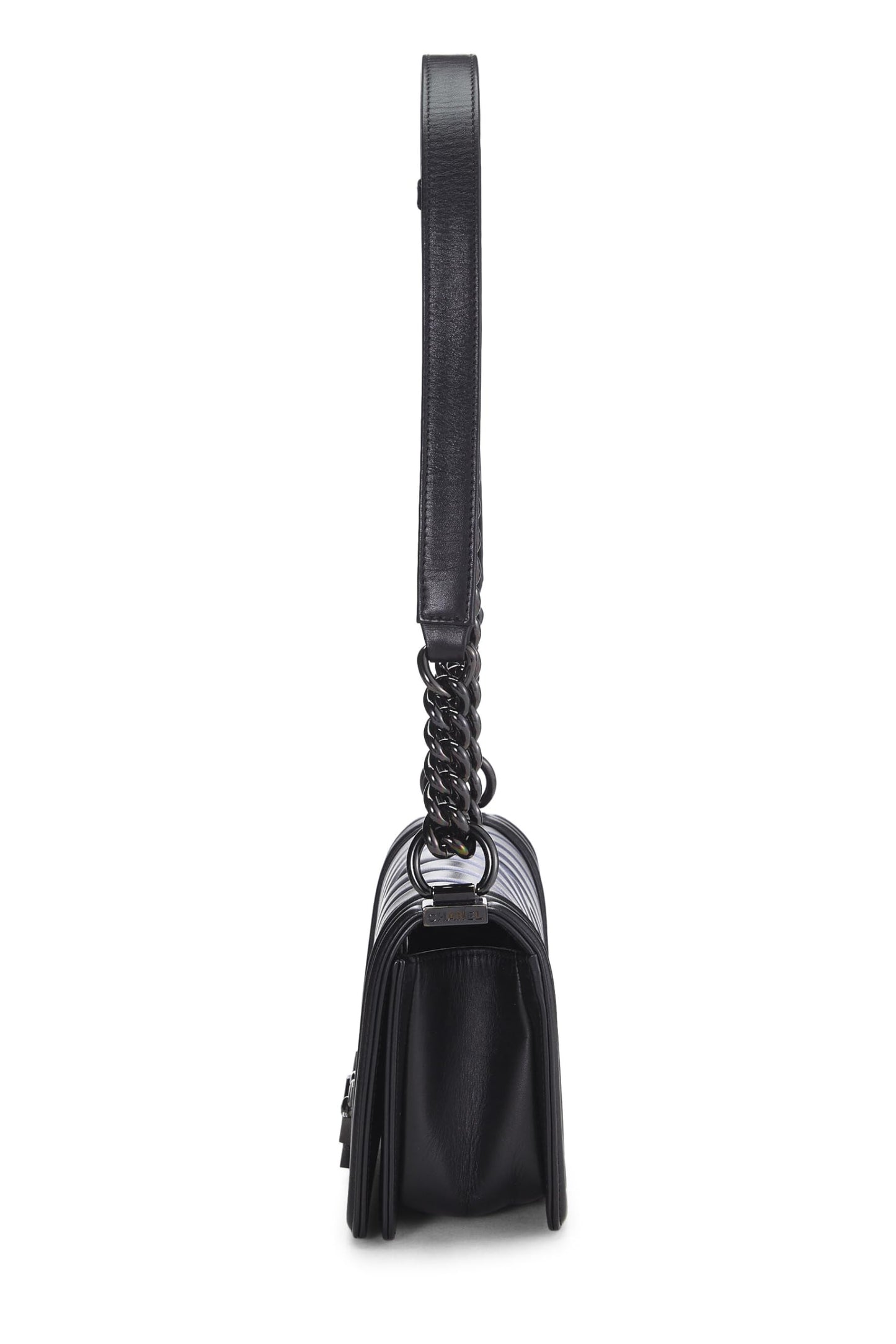 Chanel,  Black Chevron Lambskin Boy Bag Small, Black