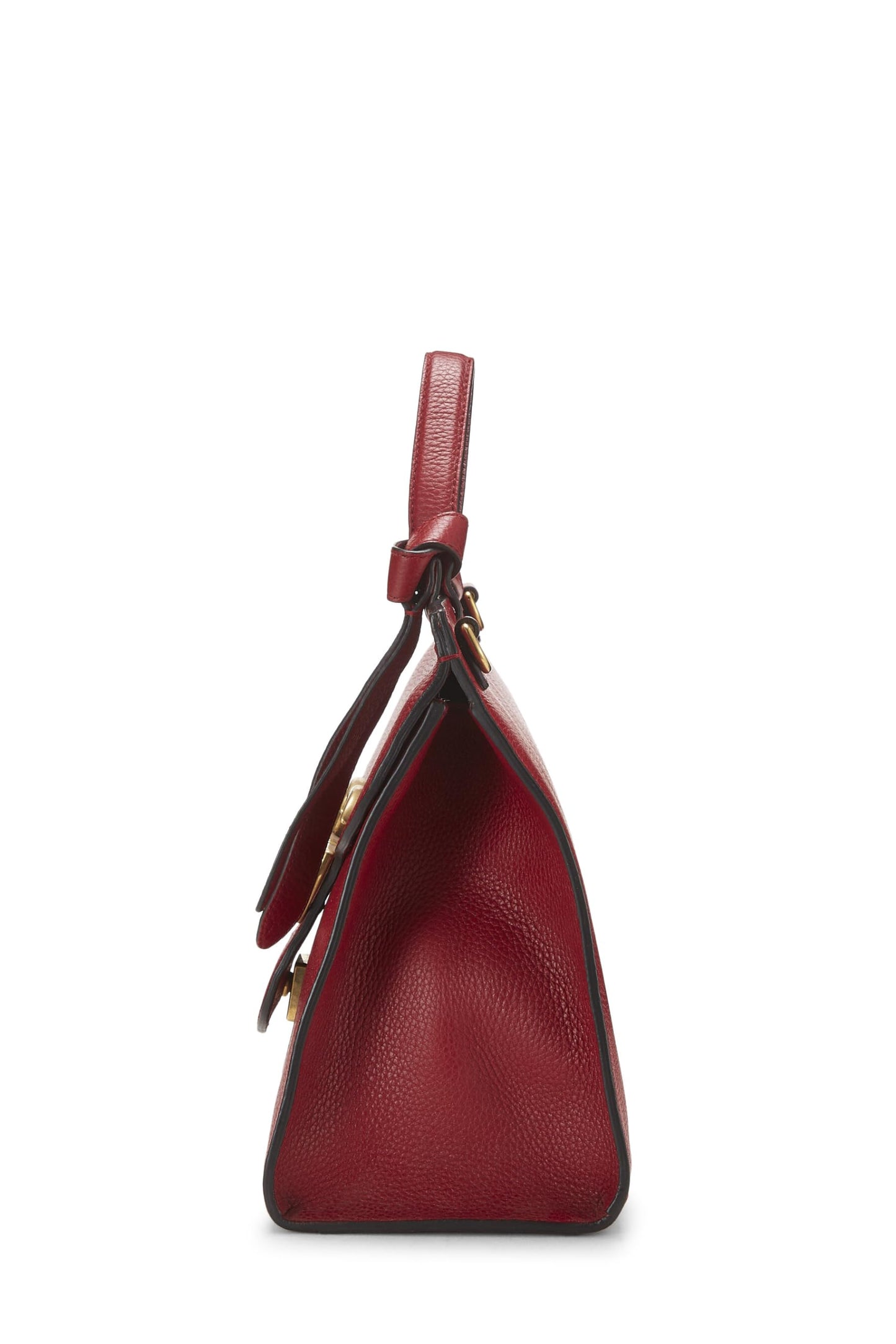 Gucci,  Red Leather GG Marmont Top Handle Flap Bag Small, Red