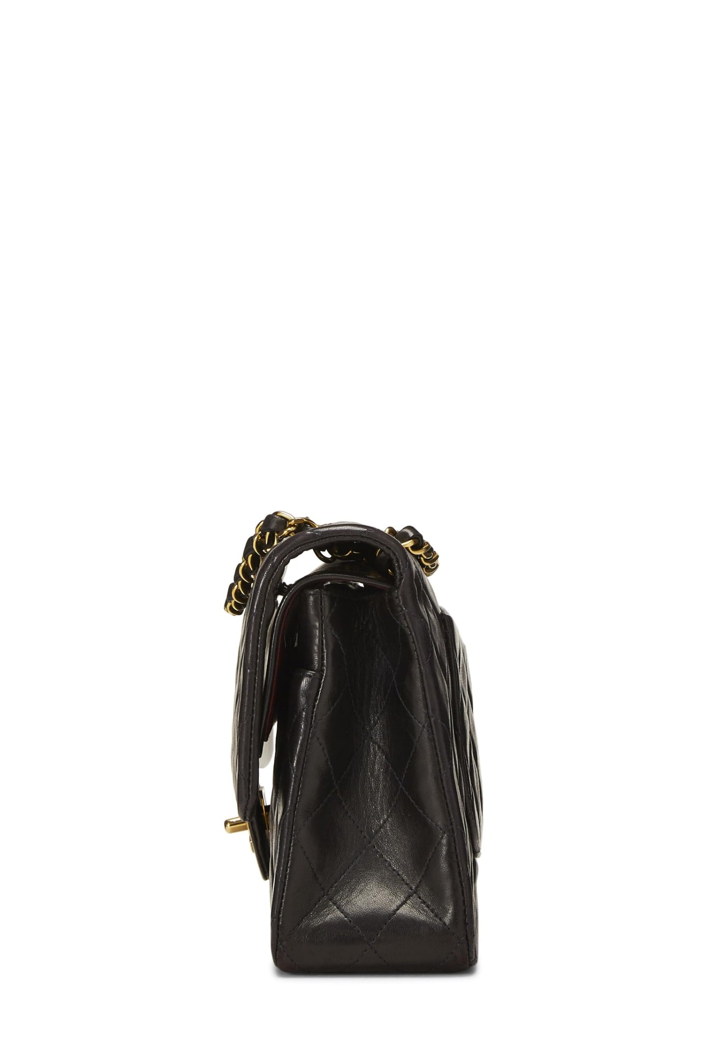 Chanel,  Black Quilted Lambskin Classic Double Flap Medium, Black