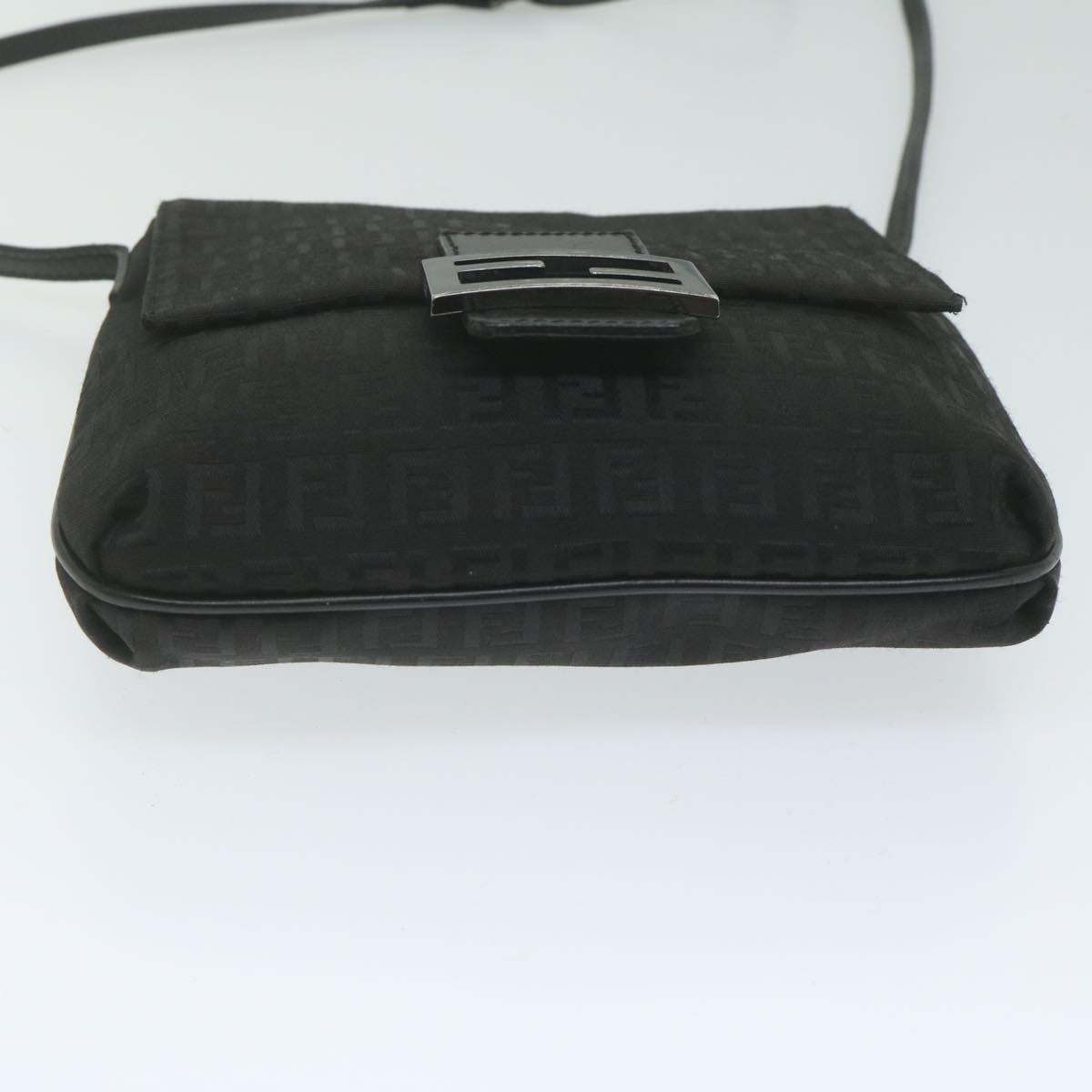 FENDI Zucchino Canvas Shoulder Bag Black 61959