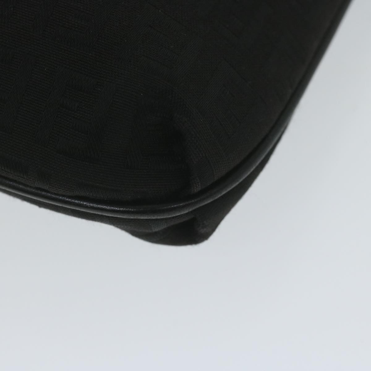 FENDI Zucchino Canvas Shoulder Bag Black 61959