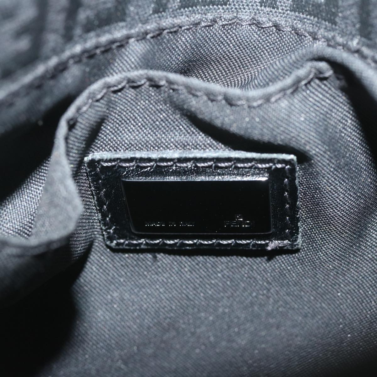 FENDI Zucchino Canvas Shoulder Bag Black 61959