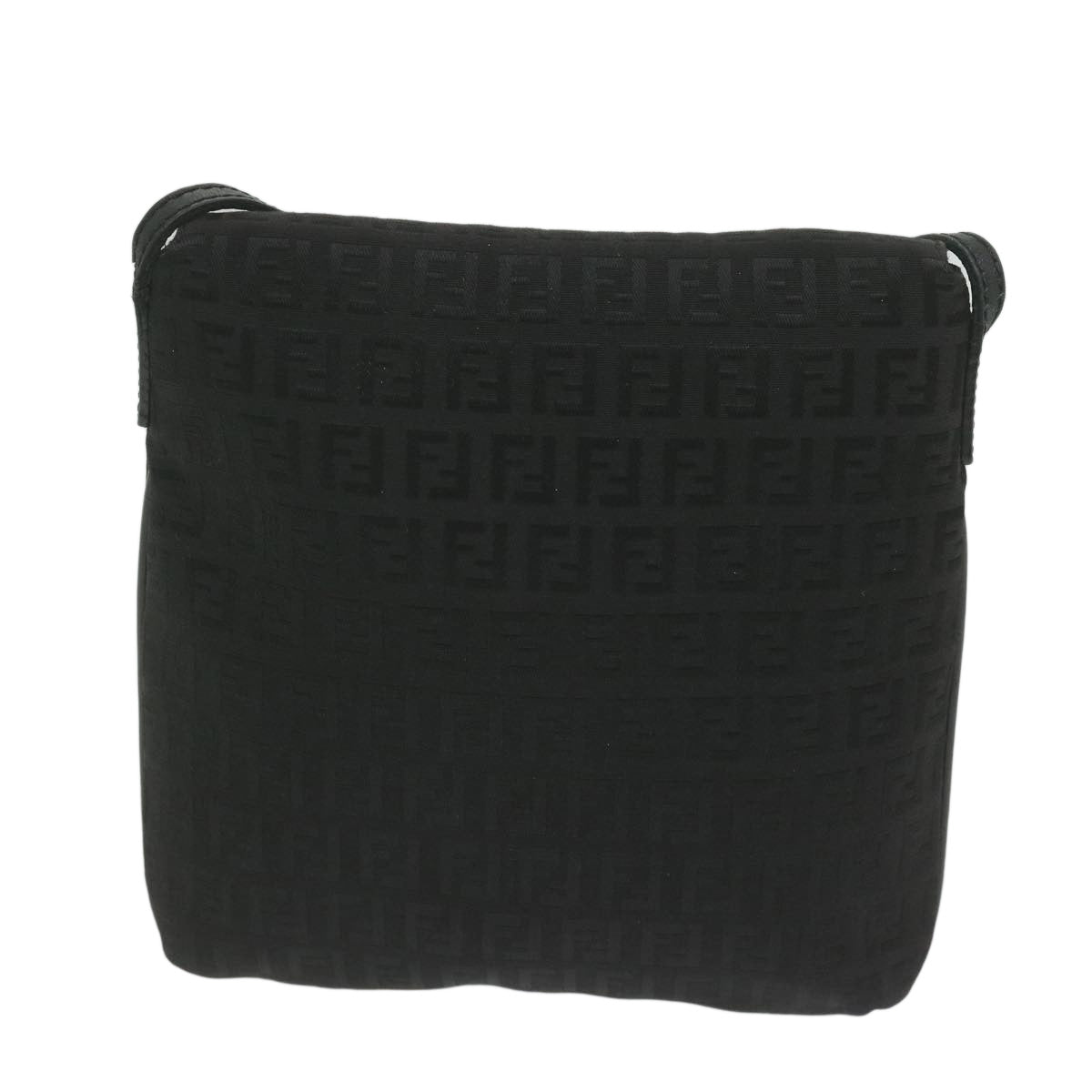 FENDI Zucchino Canvas Shoulder Bag Black 61959