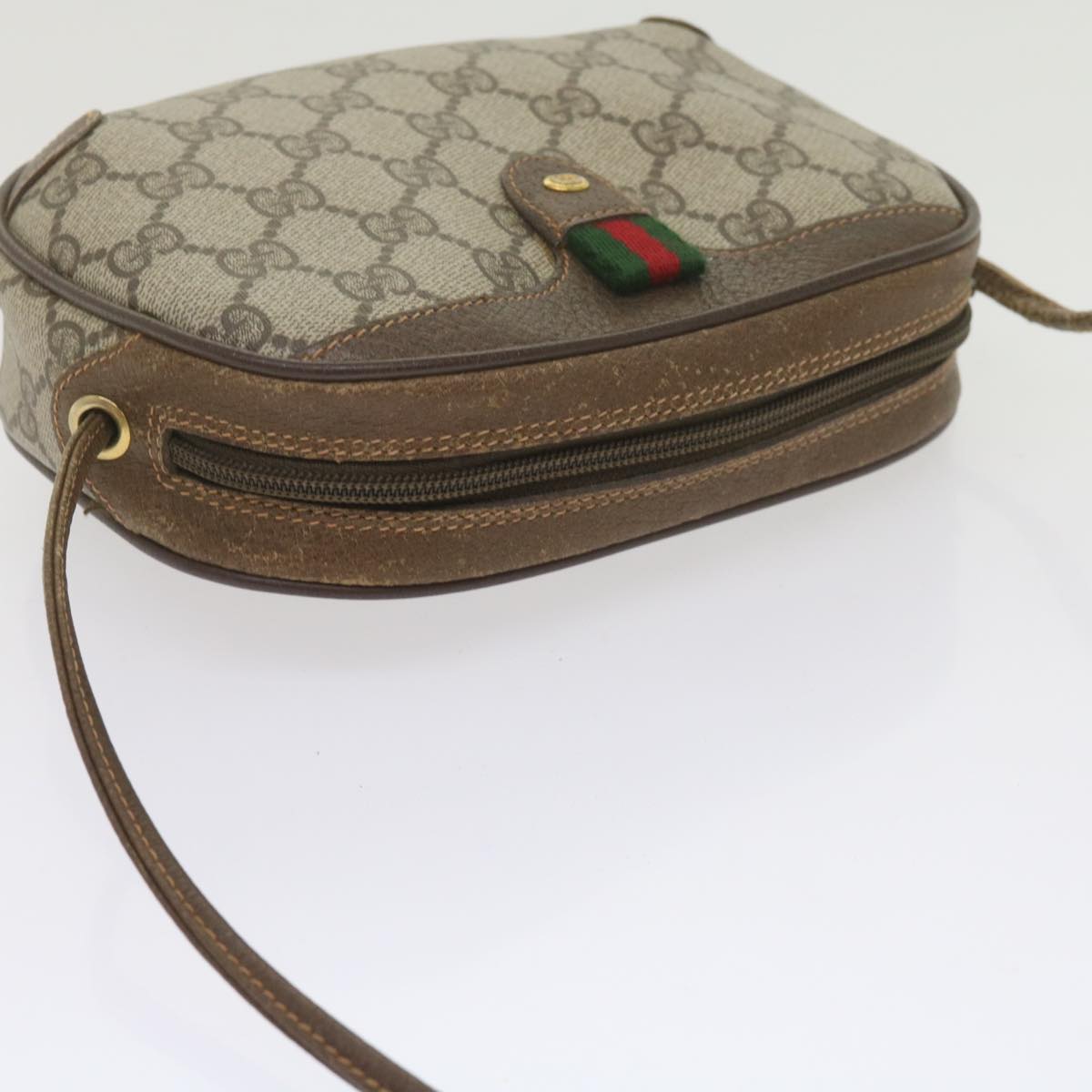 GUCCI GG Supreme Web Sherry Line Shoulder Bag Beige Red 89 02 066 61995
