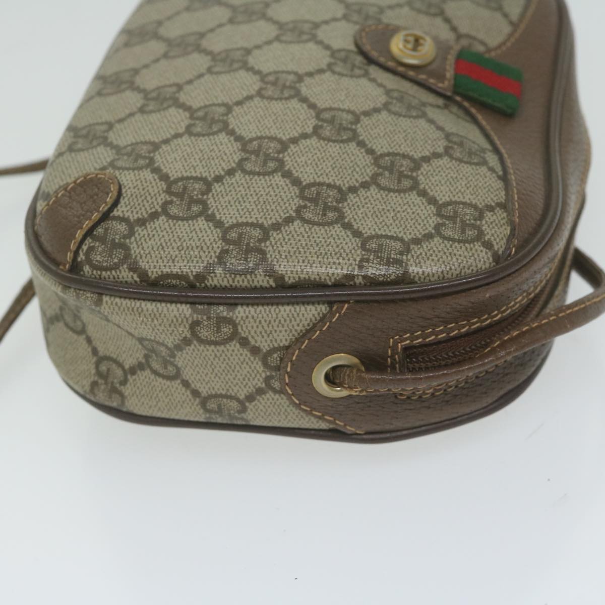 GUCCI GG Supreme Web Sherry Line Shoulder Bag Red Beige 89 02 066 61996