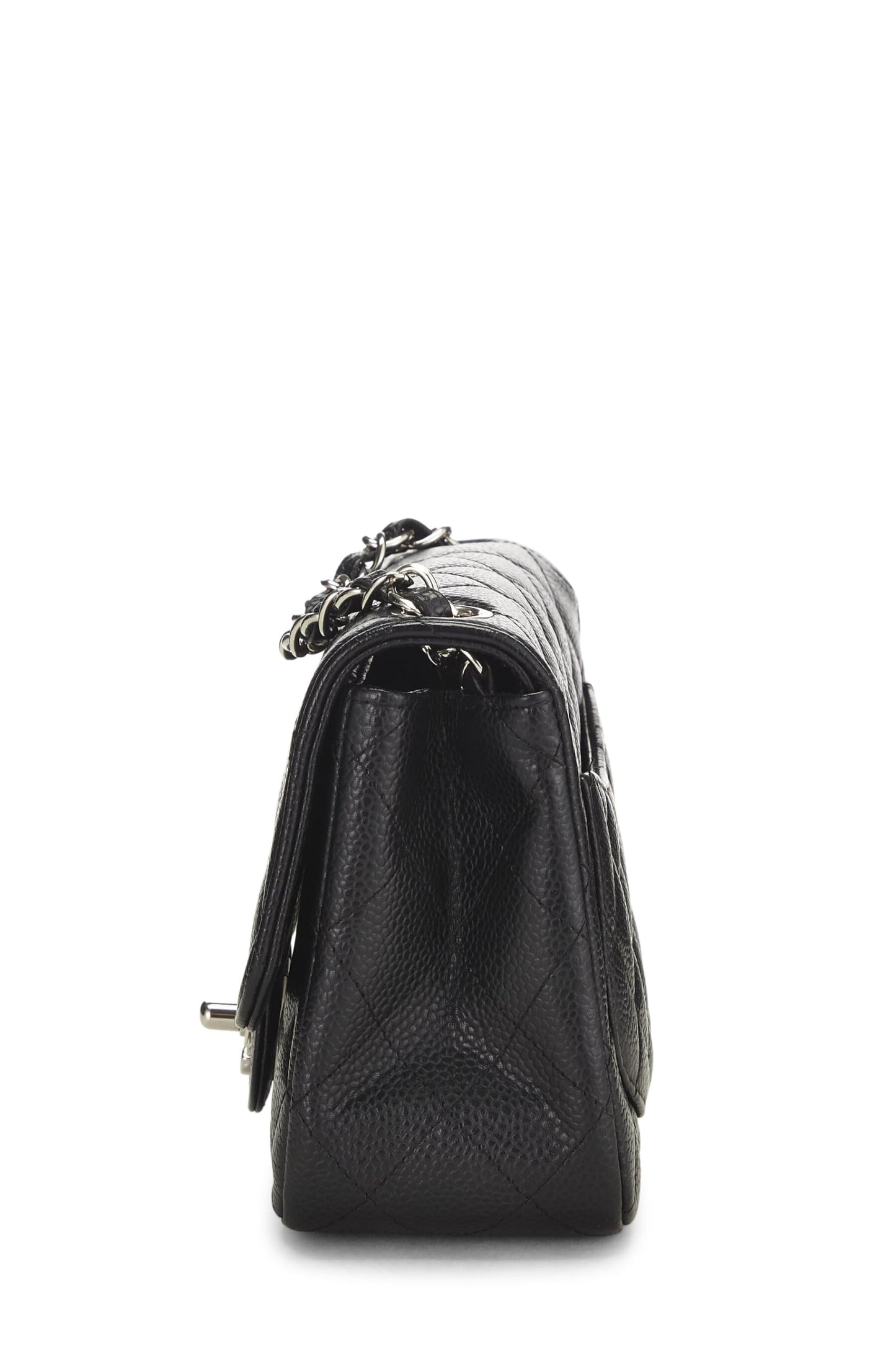 Chanel,  Black Quilted Caviar Classic Square Flap Mini, Black