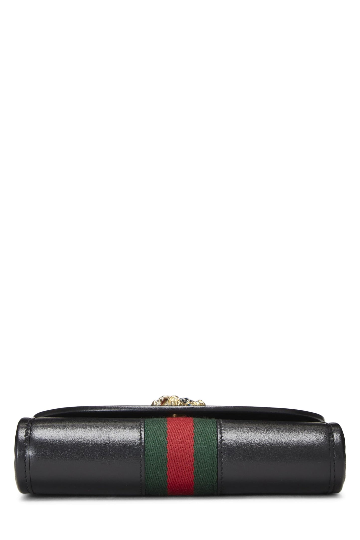 Gucci,  Black Leather Web Rajah Shoulder Bag Mini, Black
