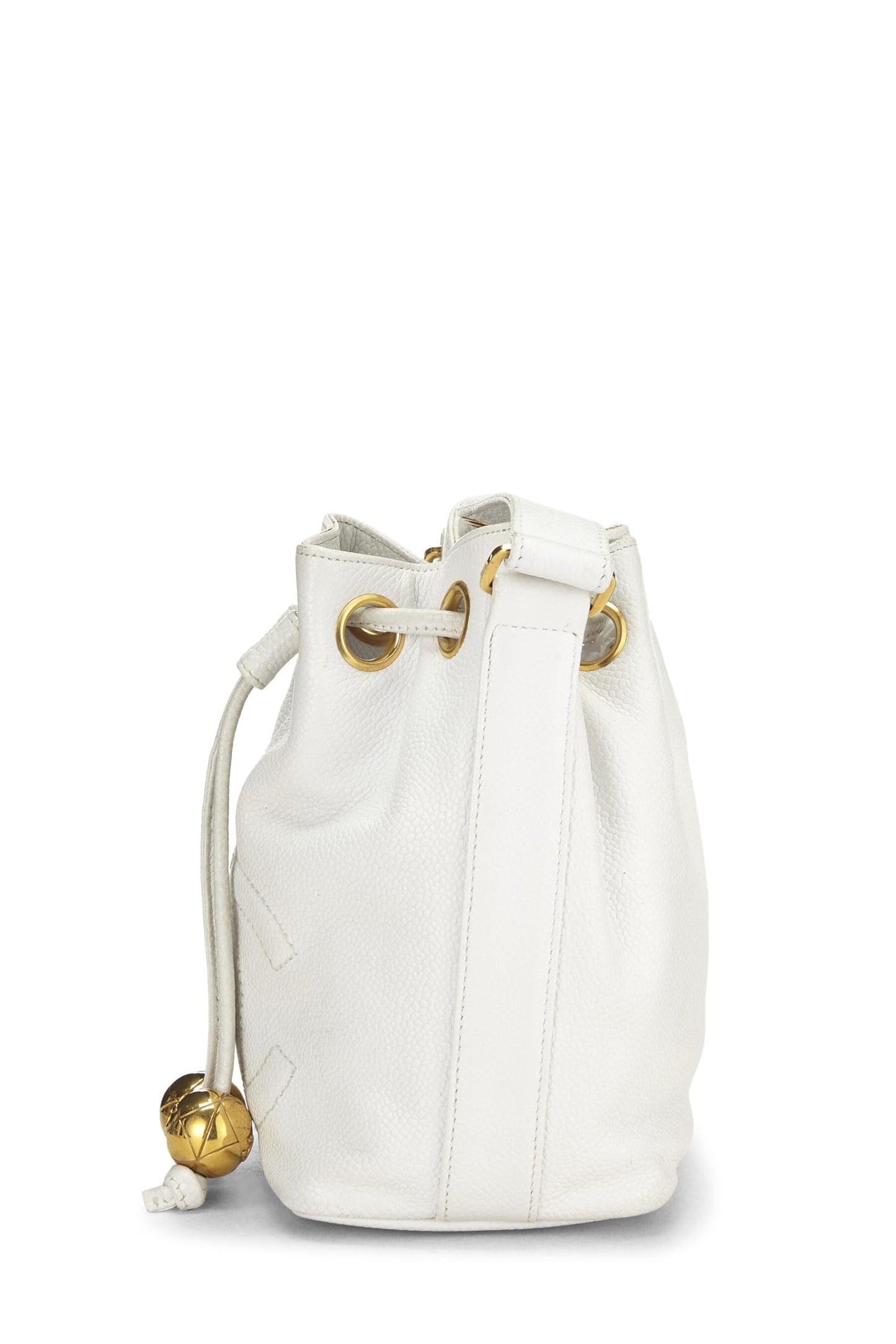 Chanel,  White Caviar Bucket Bag Mini, White
