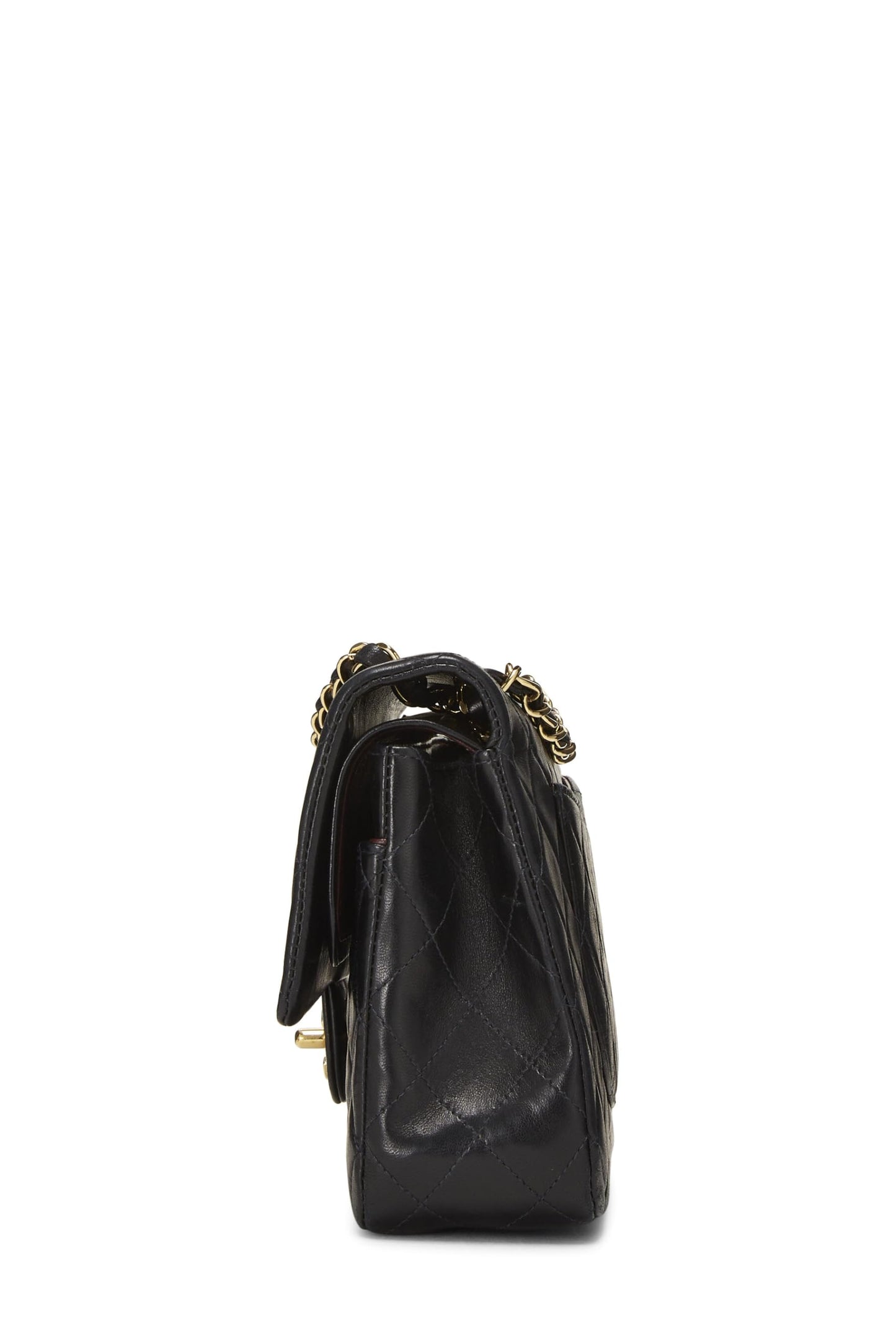 Chanel,  Black Quilted Lambskin Classic Double Flap Medium, Black