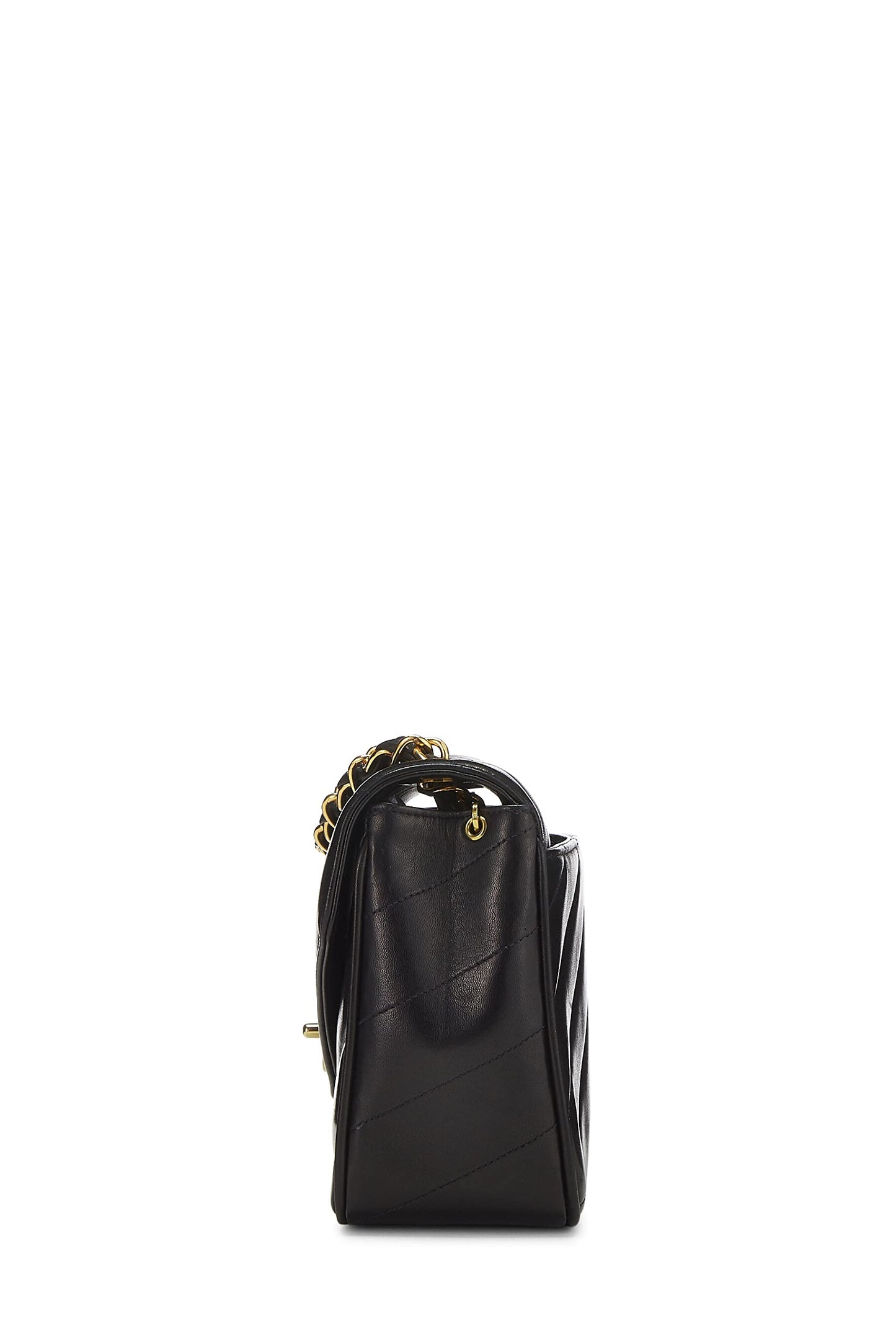 Chanel,  Black Chevron Lambskin Envelope Flap Medium, Black