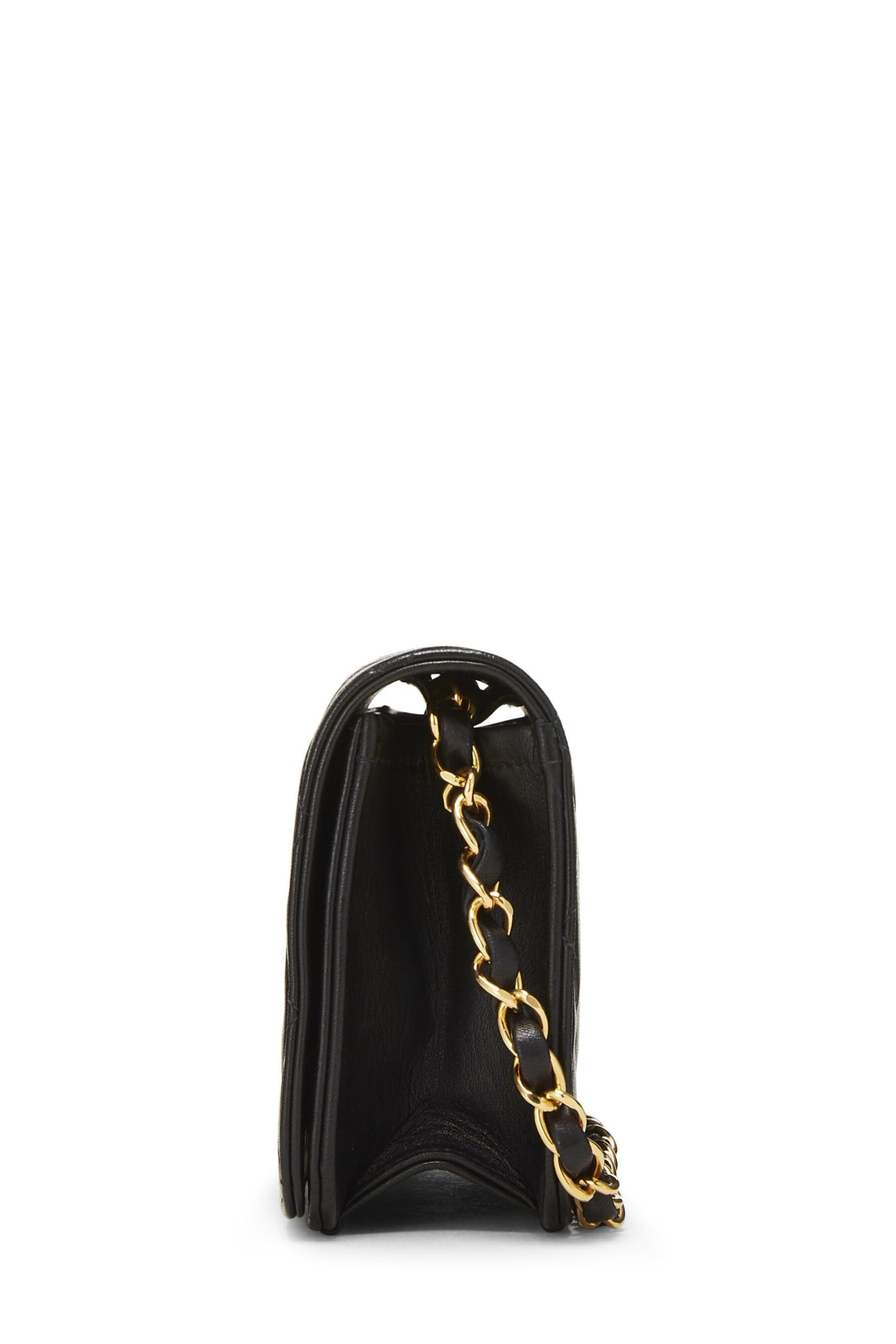 Chanel,  Black Quilted Lambskin Snap Full Flap Mini, Black