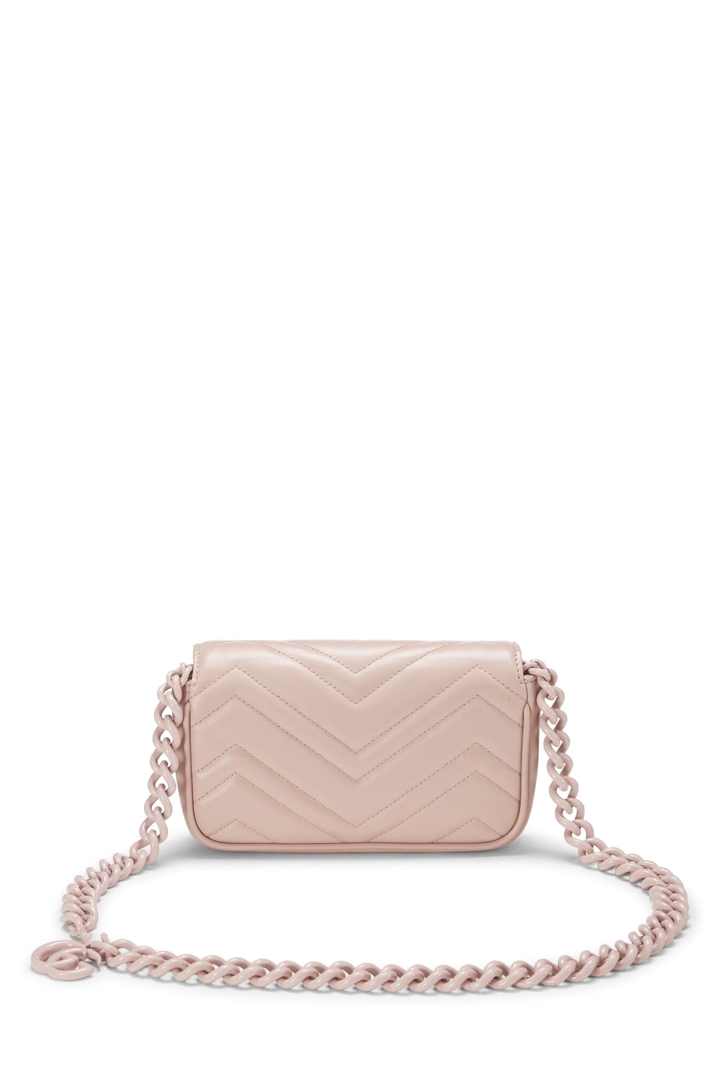 Gucci,  Pink Chevron Leather GG Marmont Belt Bag, Pink