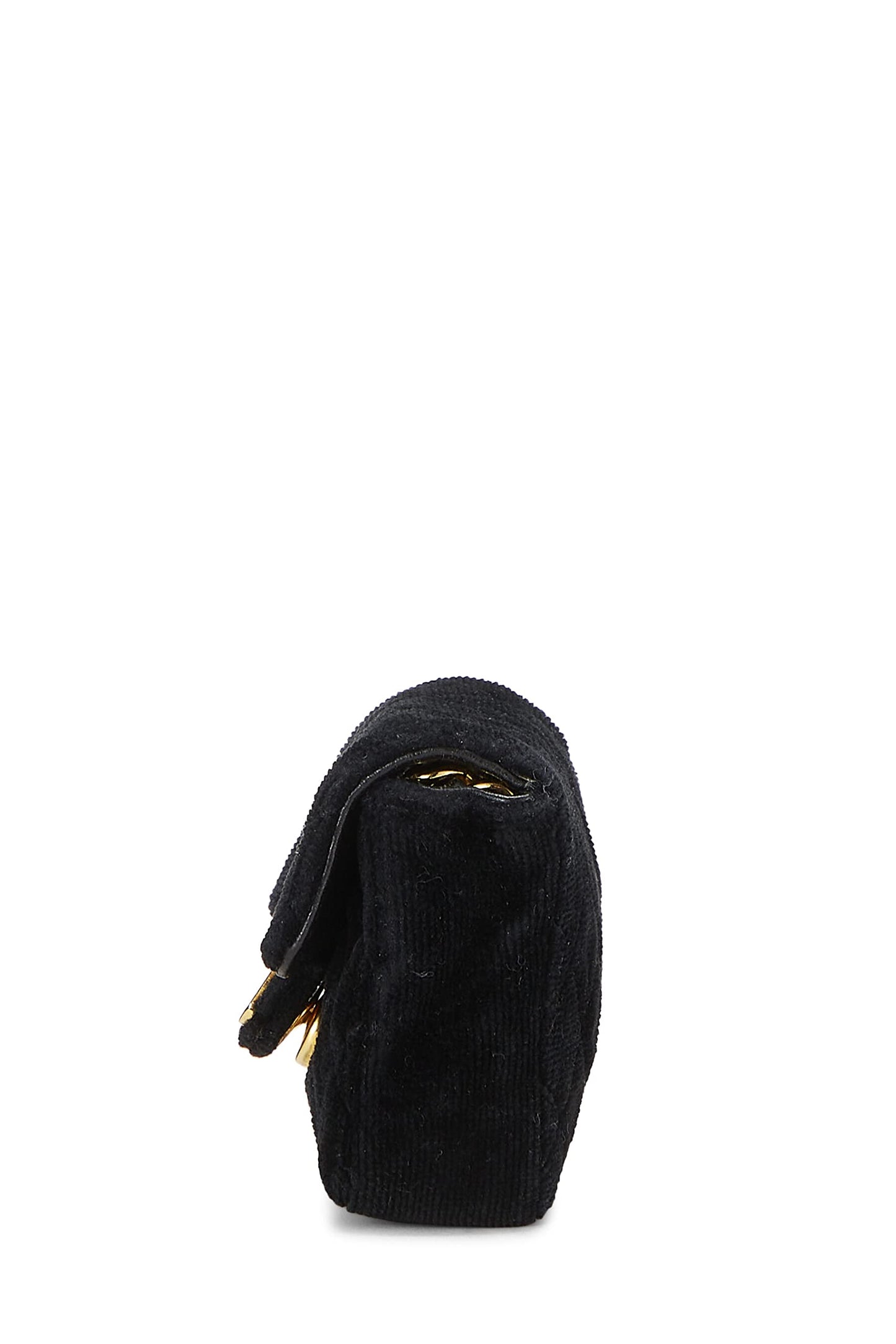Chanel,  Black Quilted Velvet Half Flap Micro, Black