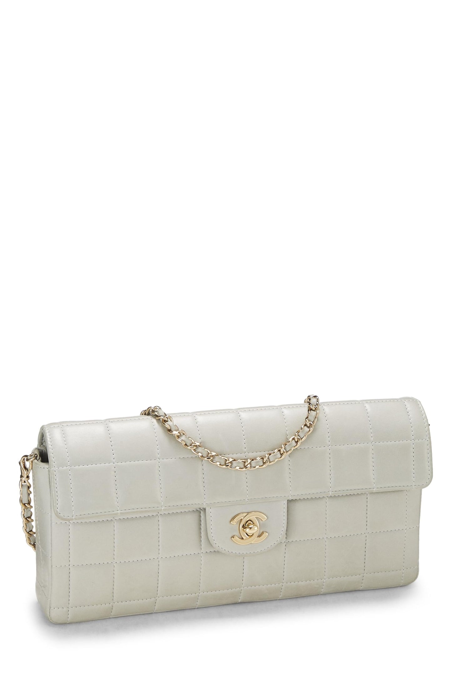 Chanel,  Blue Lambskin Leather Chocolate Bar Half Flap Medium, Blue