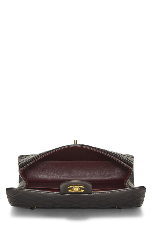 Chanel,  Black Quilted Lambskin Classic Double Flap Medium, Black