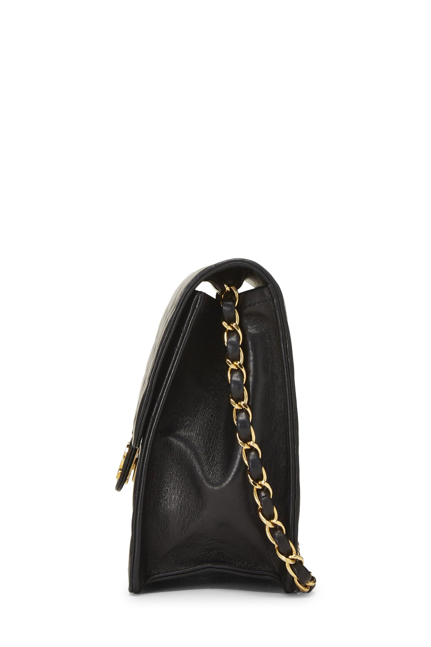 Chanel,  Black Quilted Lambskin Ex Flap Small, Black