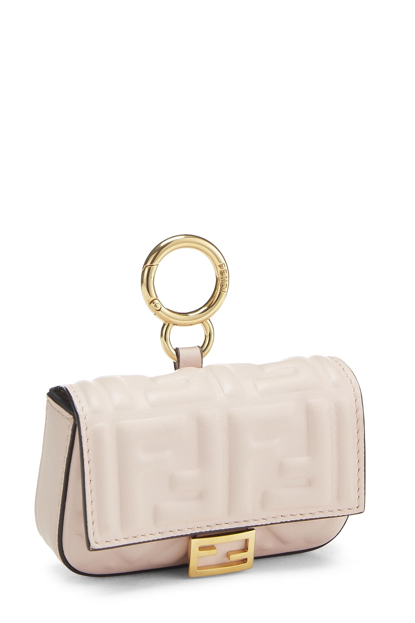 Fendi,  Pink Embroidered Convertible Baguette Bag Charm Nano, Pink