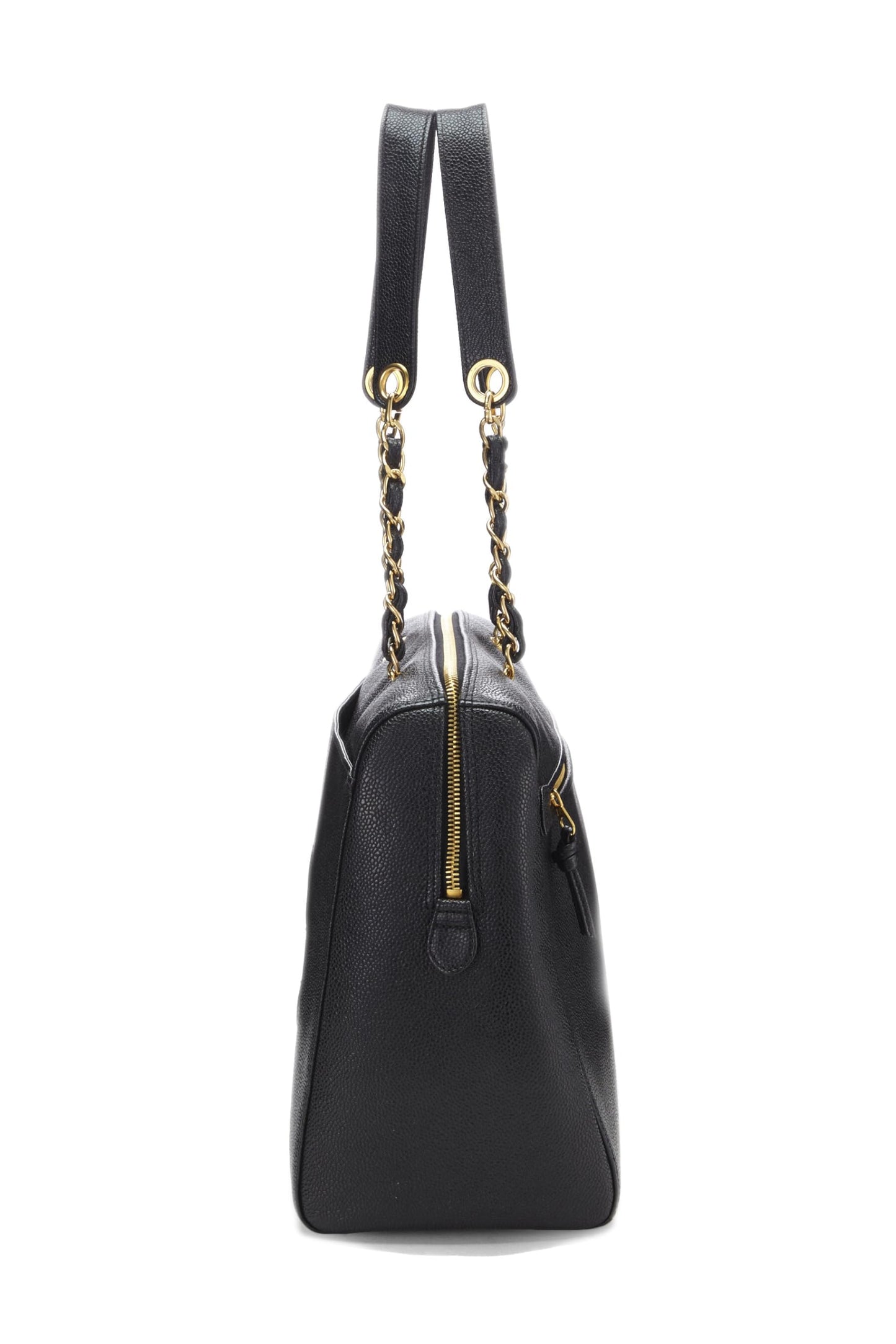 Chanel,  Black Caviar Zip Tote Small, Black