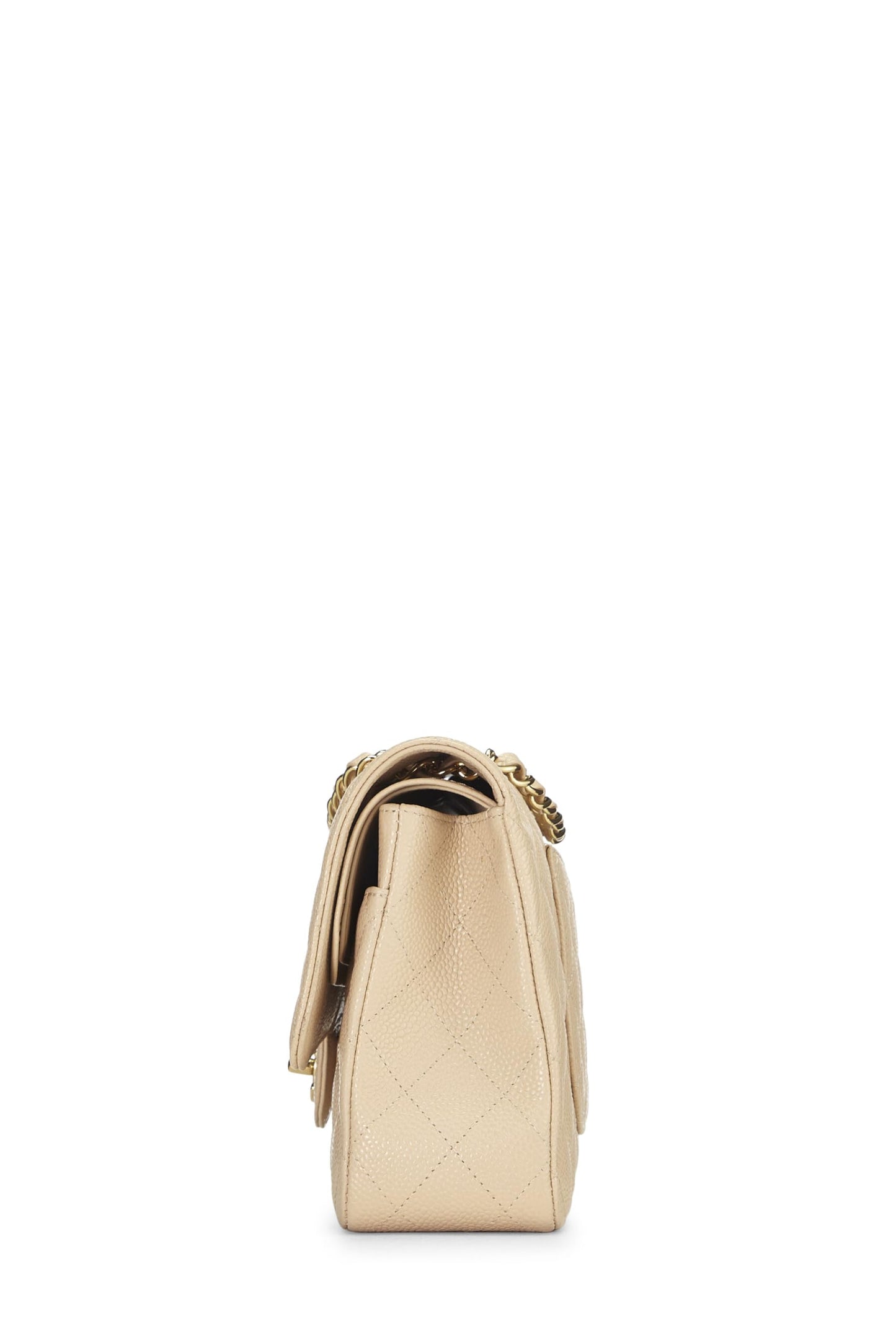 Chanel,  Beige Quilted Lambskin Classic Double Flap Medium, Beige