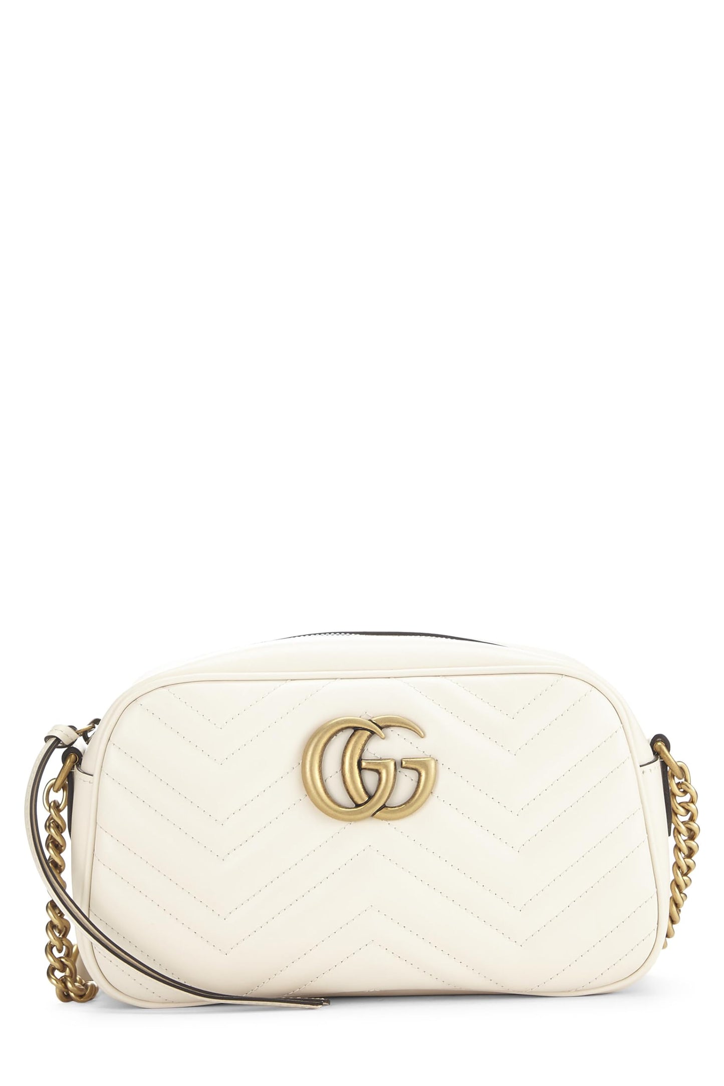 Gucci,  White Leather GG Marmont Crossbody Small, White