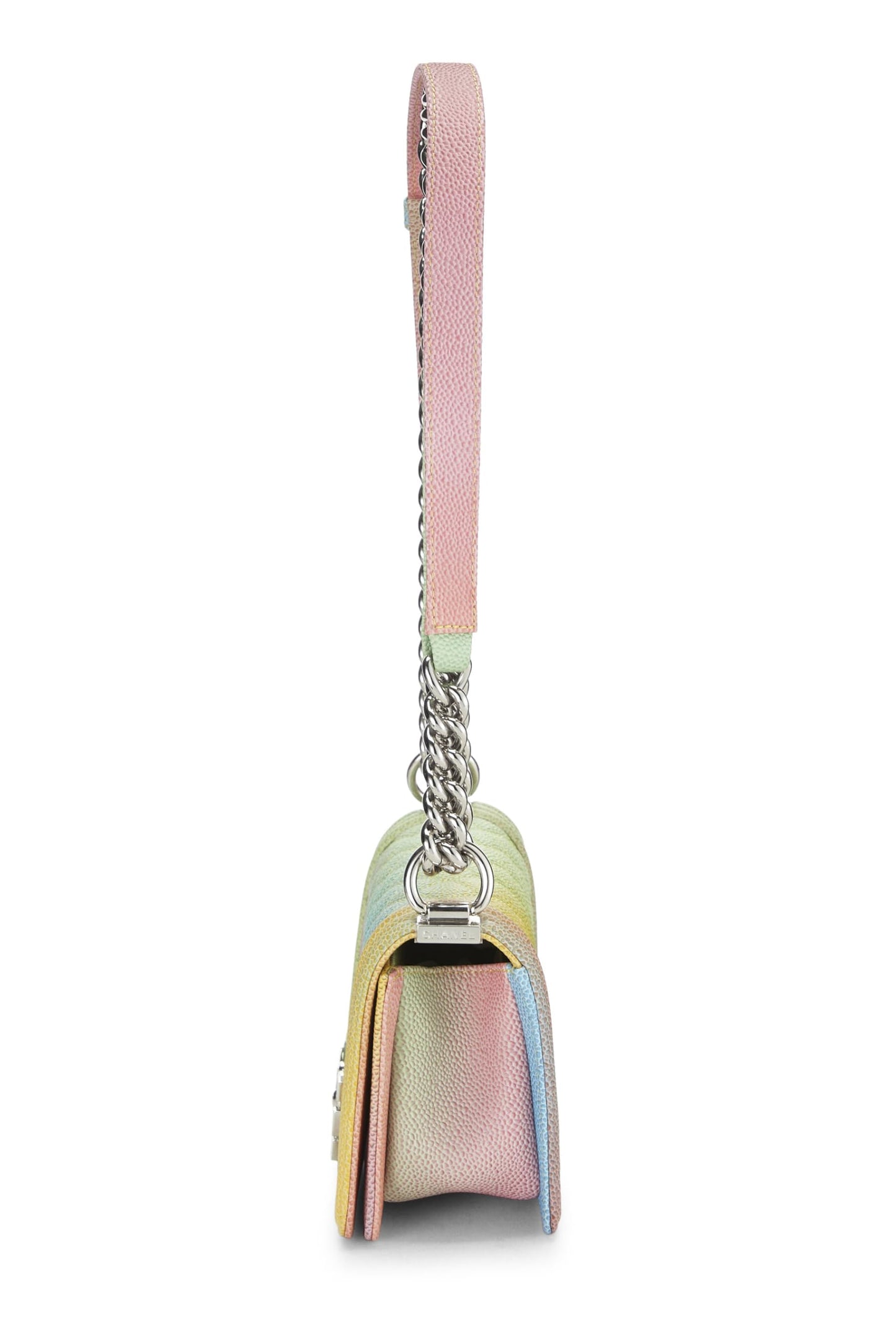 Chanel,  Rainbow Quilted Caviar Boy Bag Small, Green