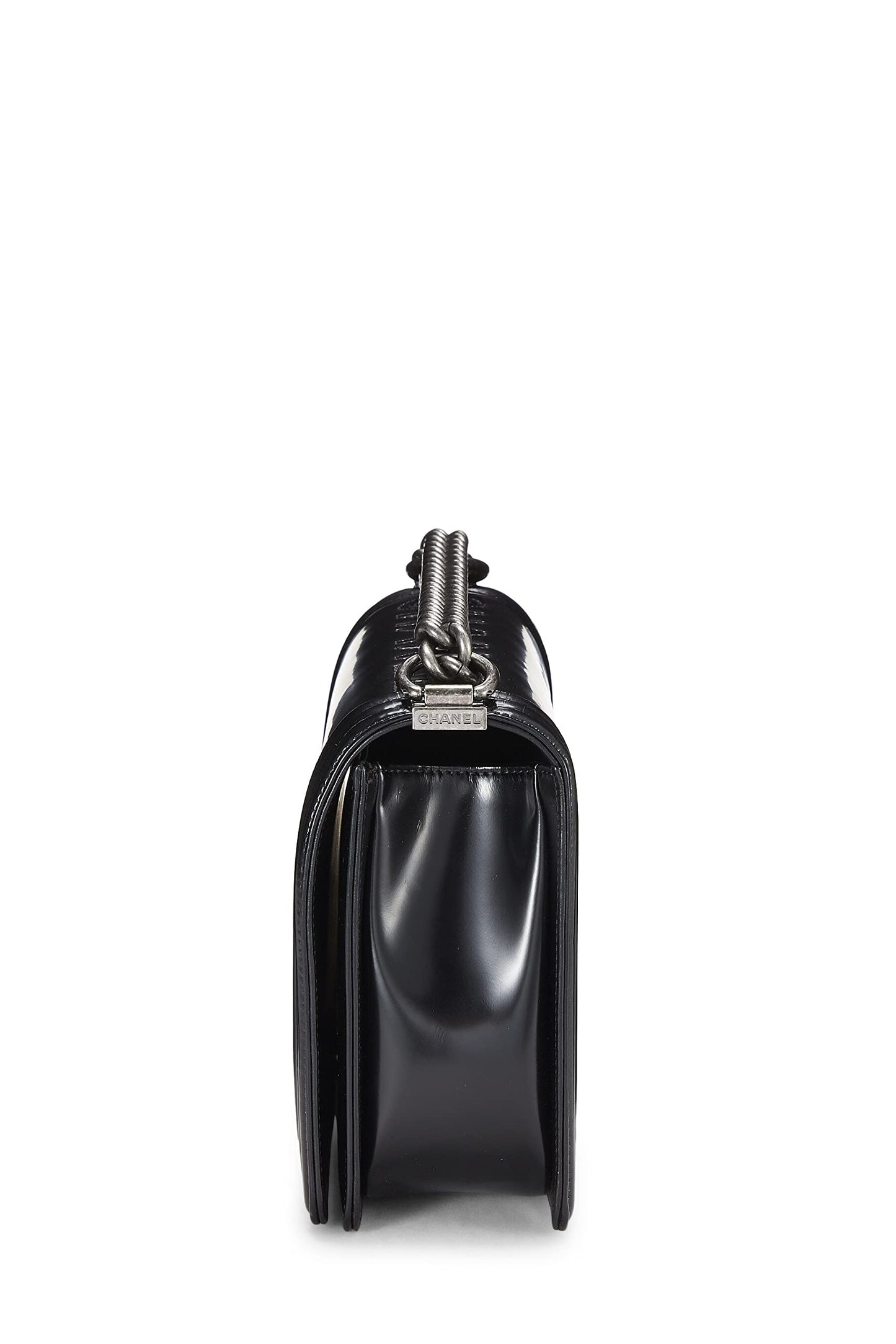 Chanel,  Black Calfskin Reverso Boy Bag Large, Black