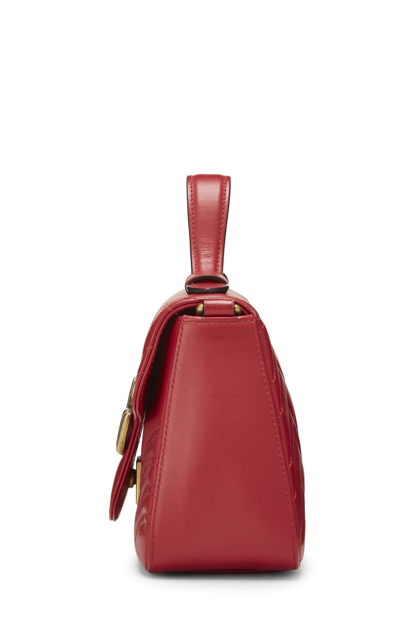 Gucci,  Red Leather GG Marmont Top Handle Bag Mini, Red