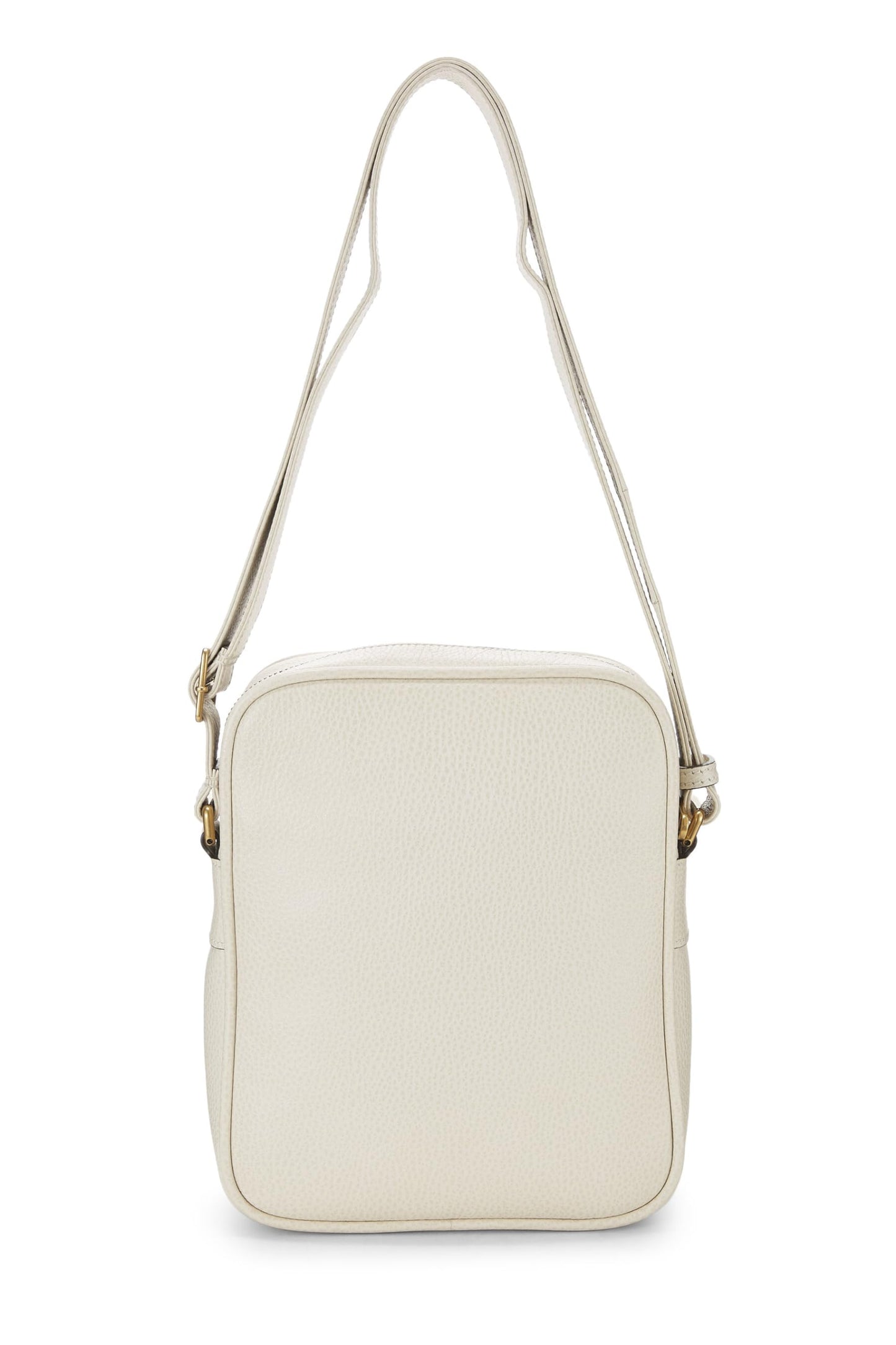 Gucci,  White Logo Print Leather Vertical Camera Bag Small, White