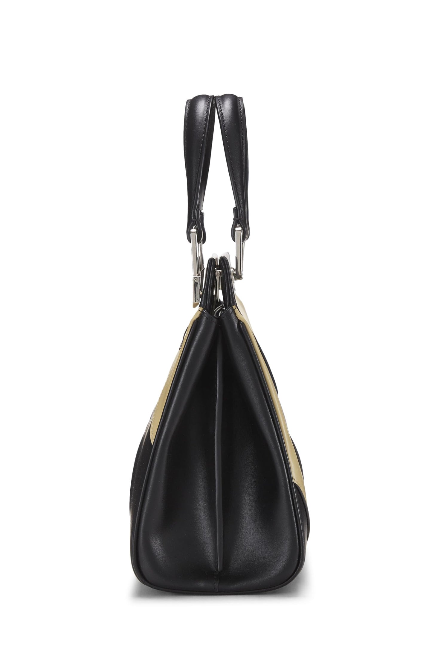 Gucci,  Black & Beige Leather Zumi Top Handle Bag Small, Multi
