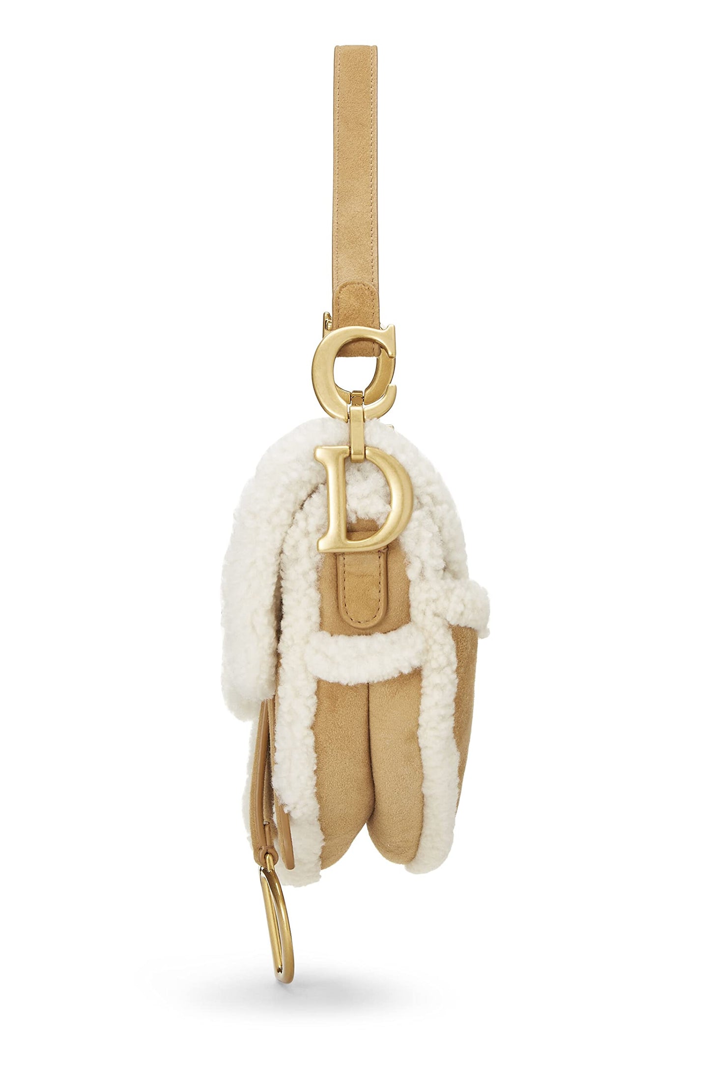 Dior,  Beige Shearling Saddle Bag, Brown