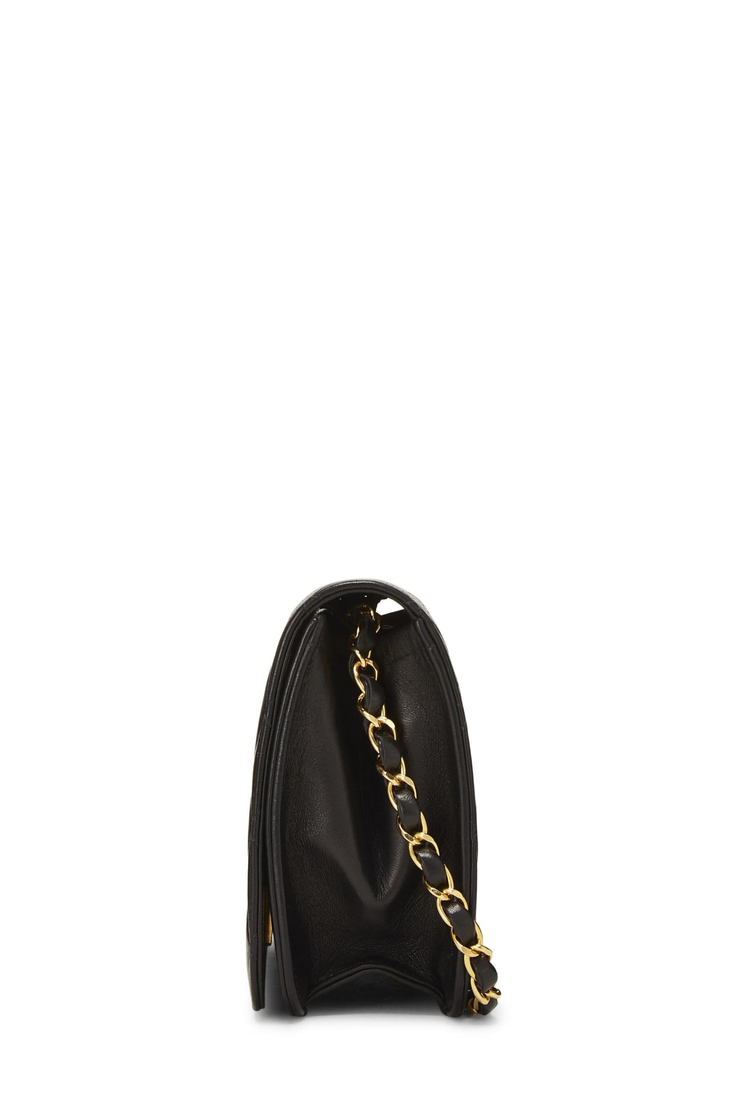 Chanel,  Black Quilted Lambskin Snap Full Flap Small, Black