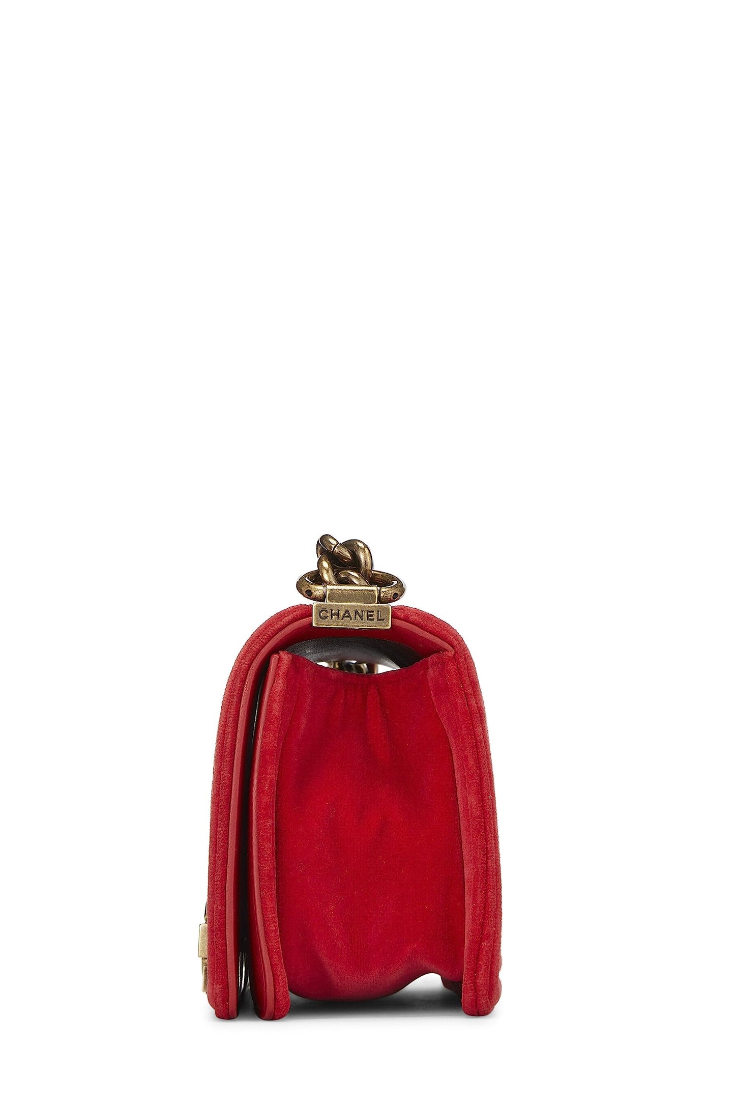 Chanel,  Paris-Edinburgh Red Tartan Velvet Boy Bag Small, Red