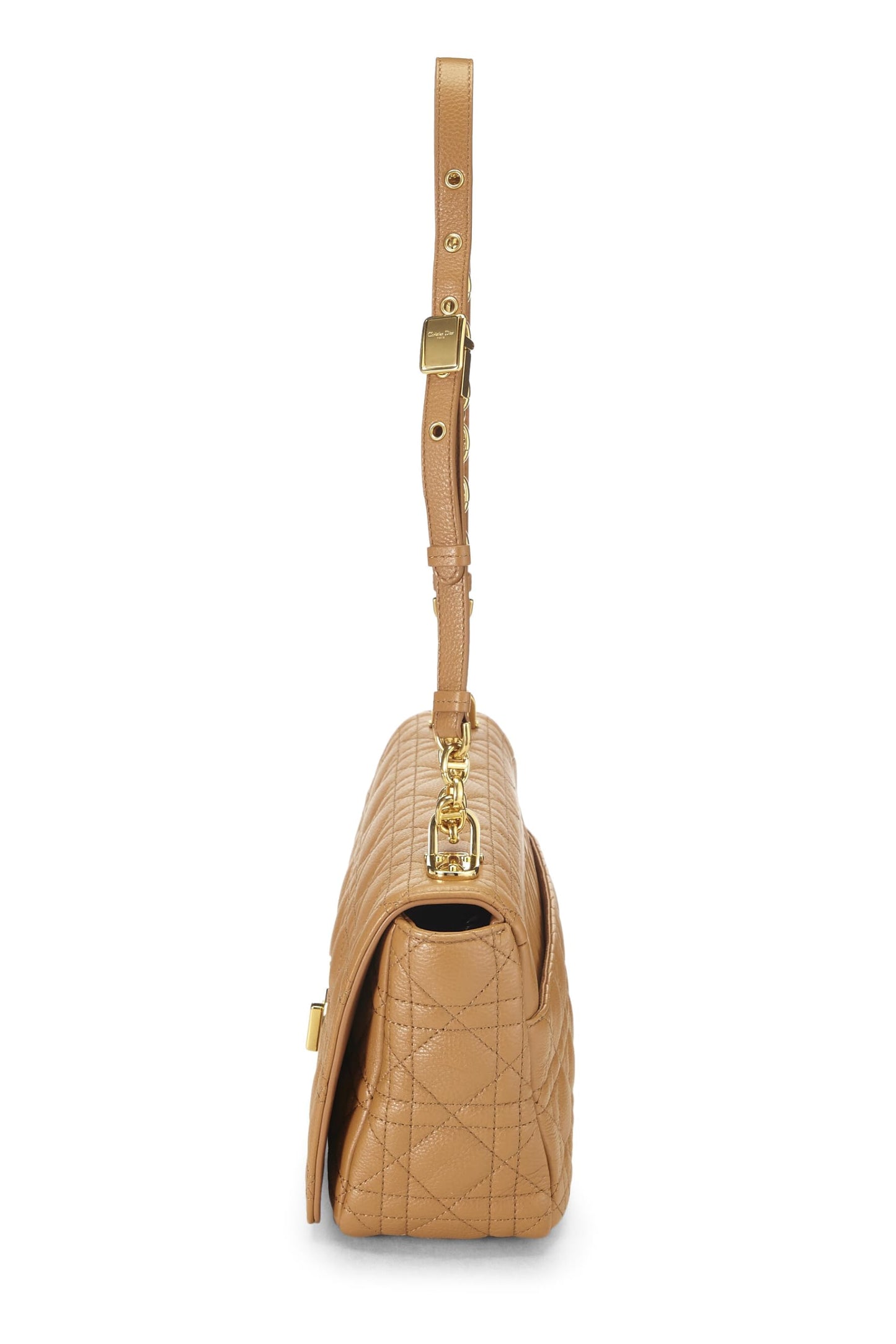Dior,  Brown Cannage Calfskin Caro Bag Medium, Brown