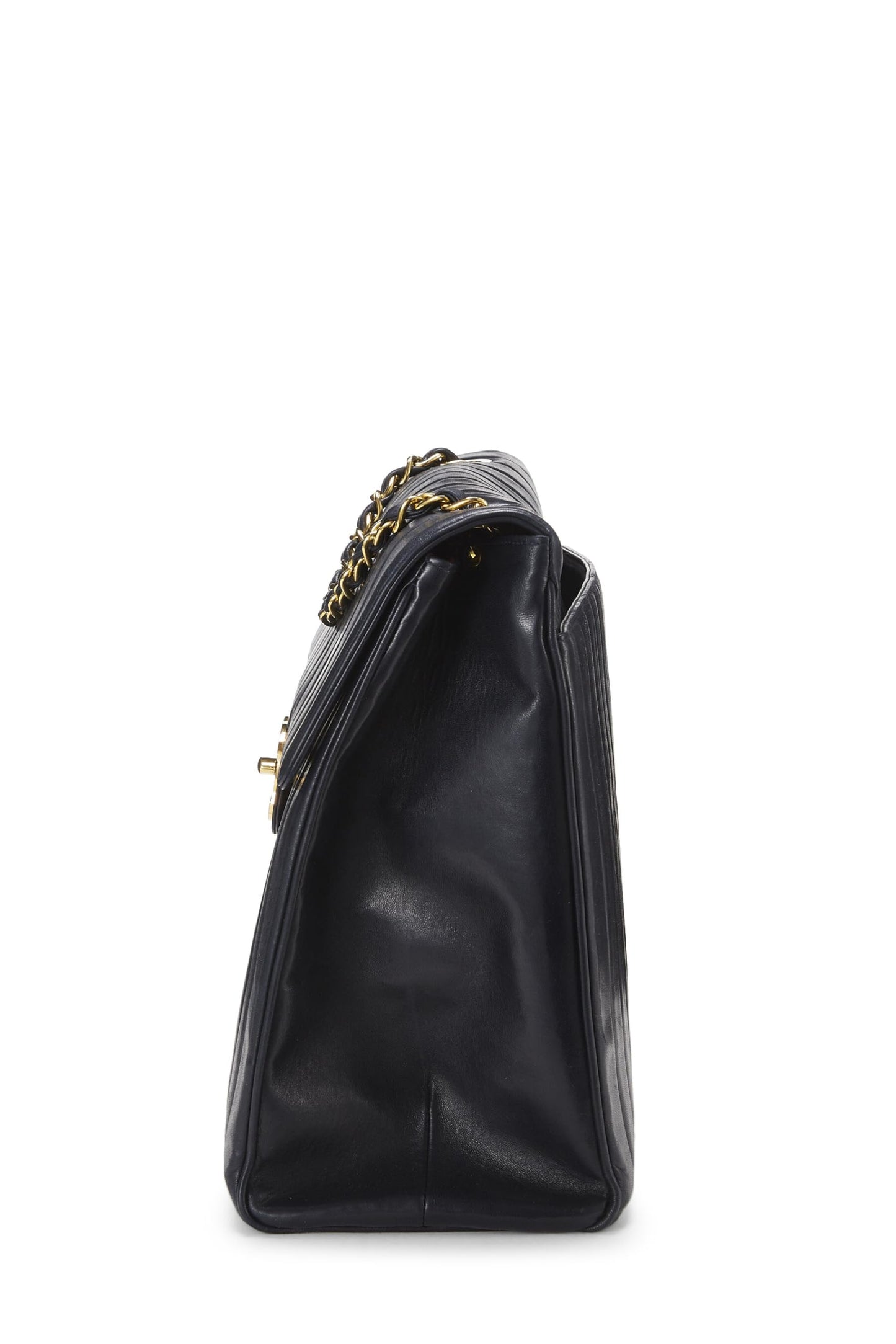 Chanel,  Navy Vertical Lambskin Half Flap XL, Navy