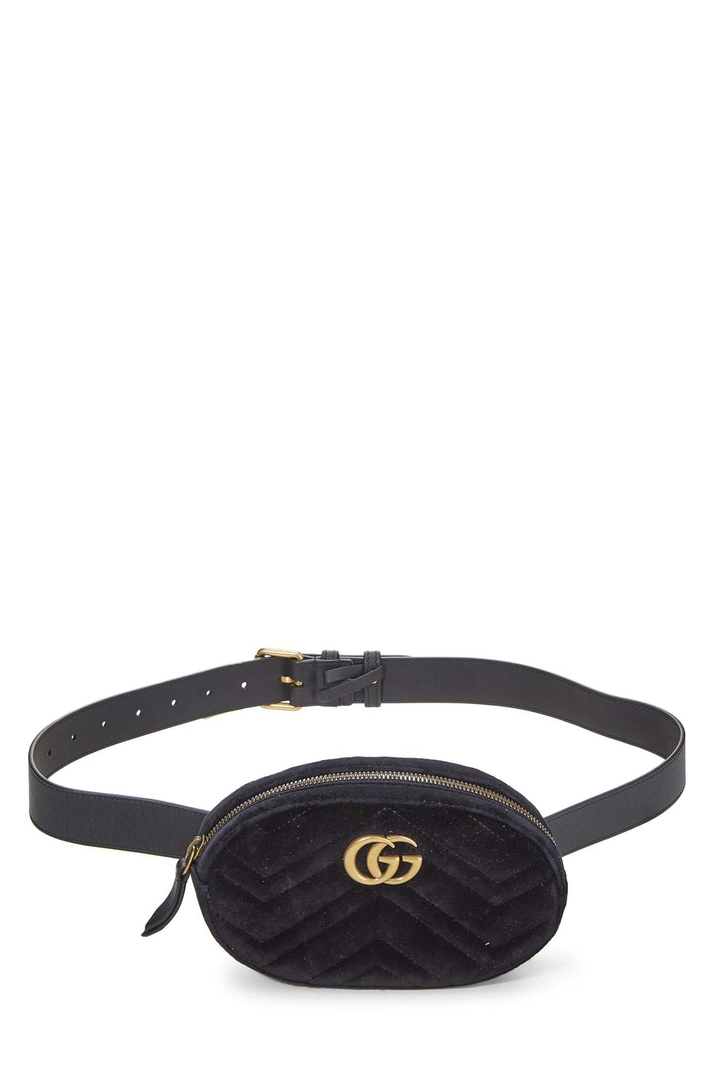 Gucci,  Black Velvet Marmont Belt Bag Mini, Black