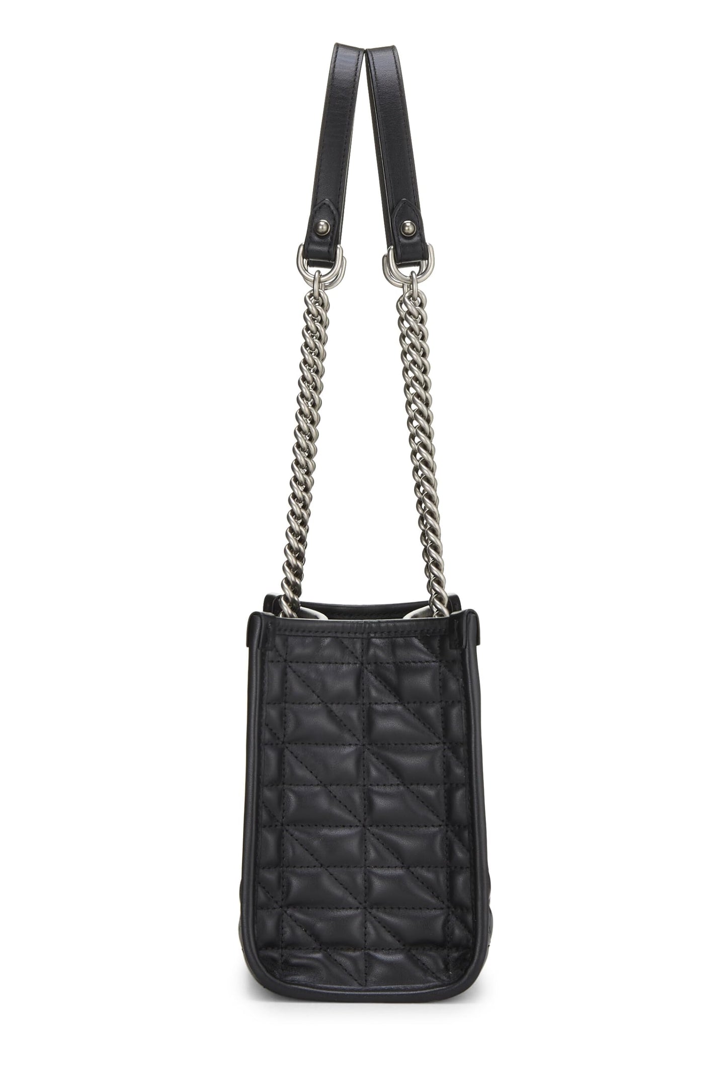 Gucci,  Black Leather GG Marmont Chain Tote Small, Black