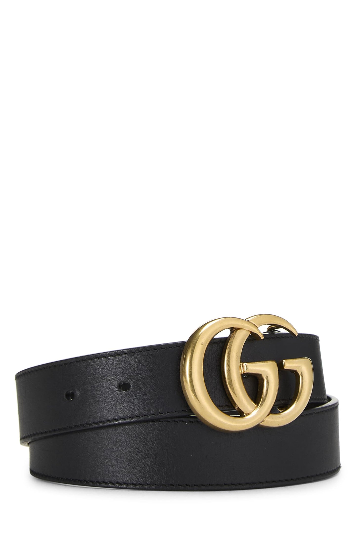 Gucci,  Black Leather GG Marmont Belt, Black