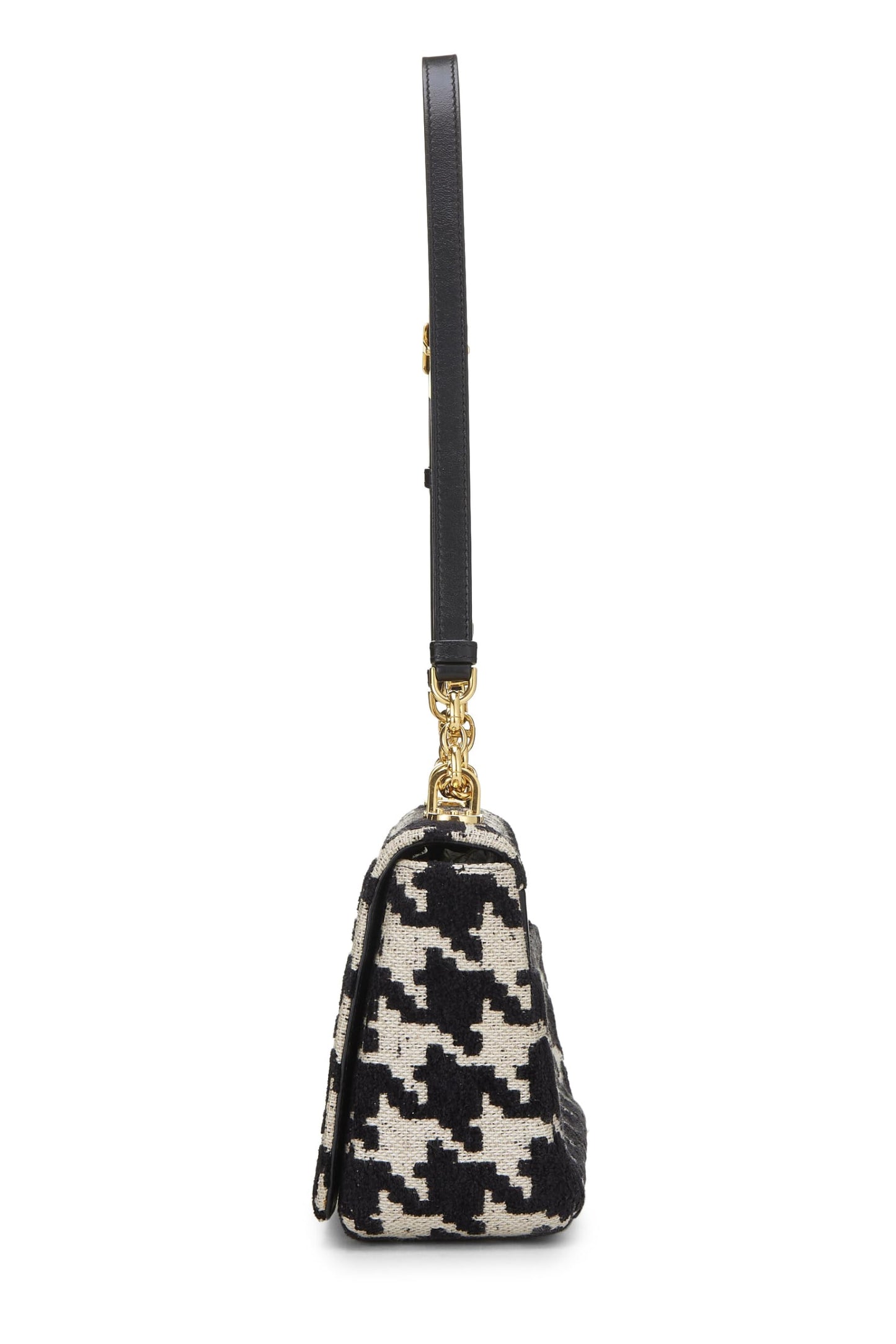 Dior,  Black & White Houndstooth Jacquard Caro Bag Medium, Black