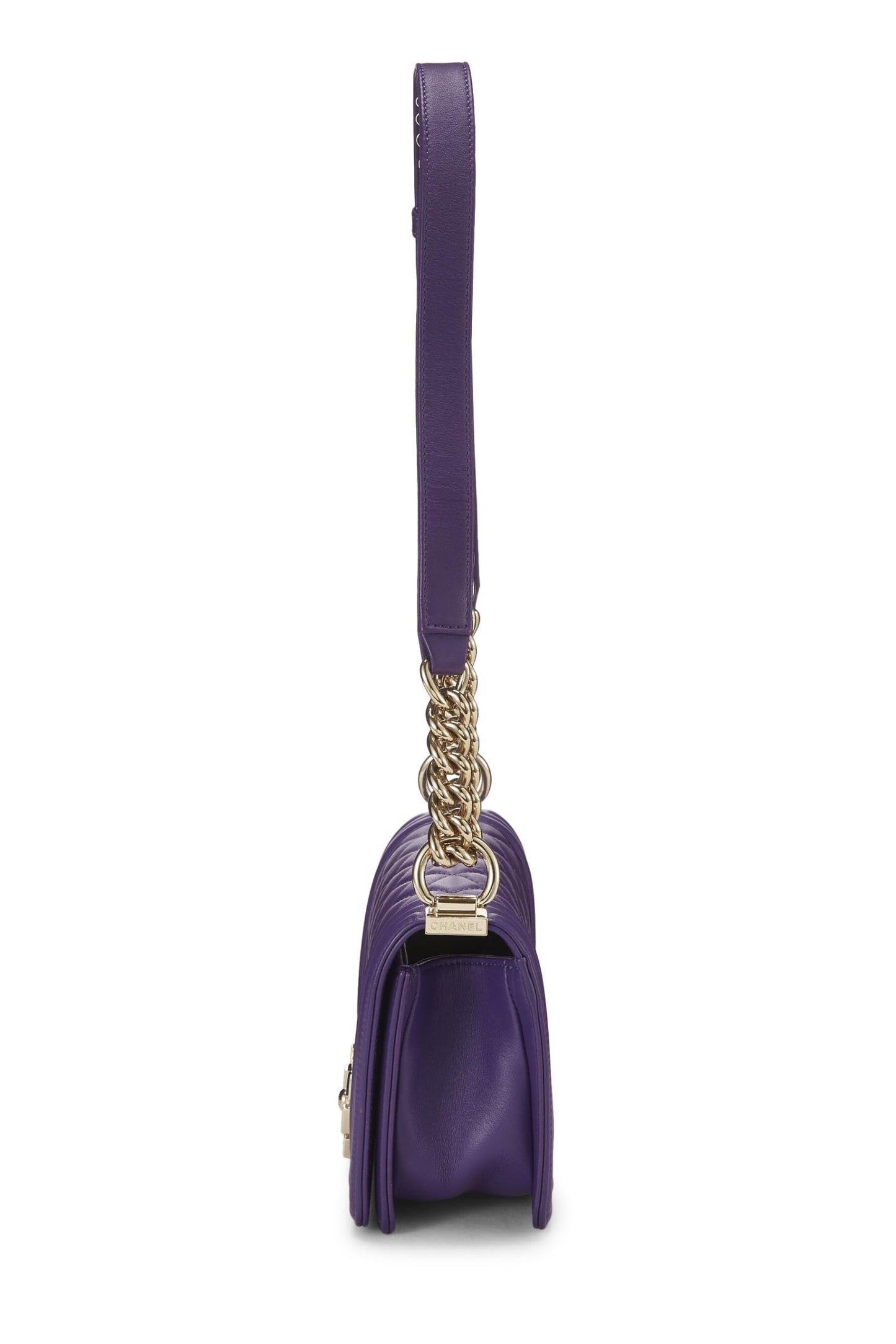Chanel,  Purple Chevron Lambskin Boy Bag Small, Purple