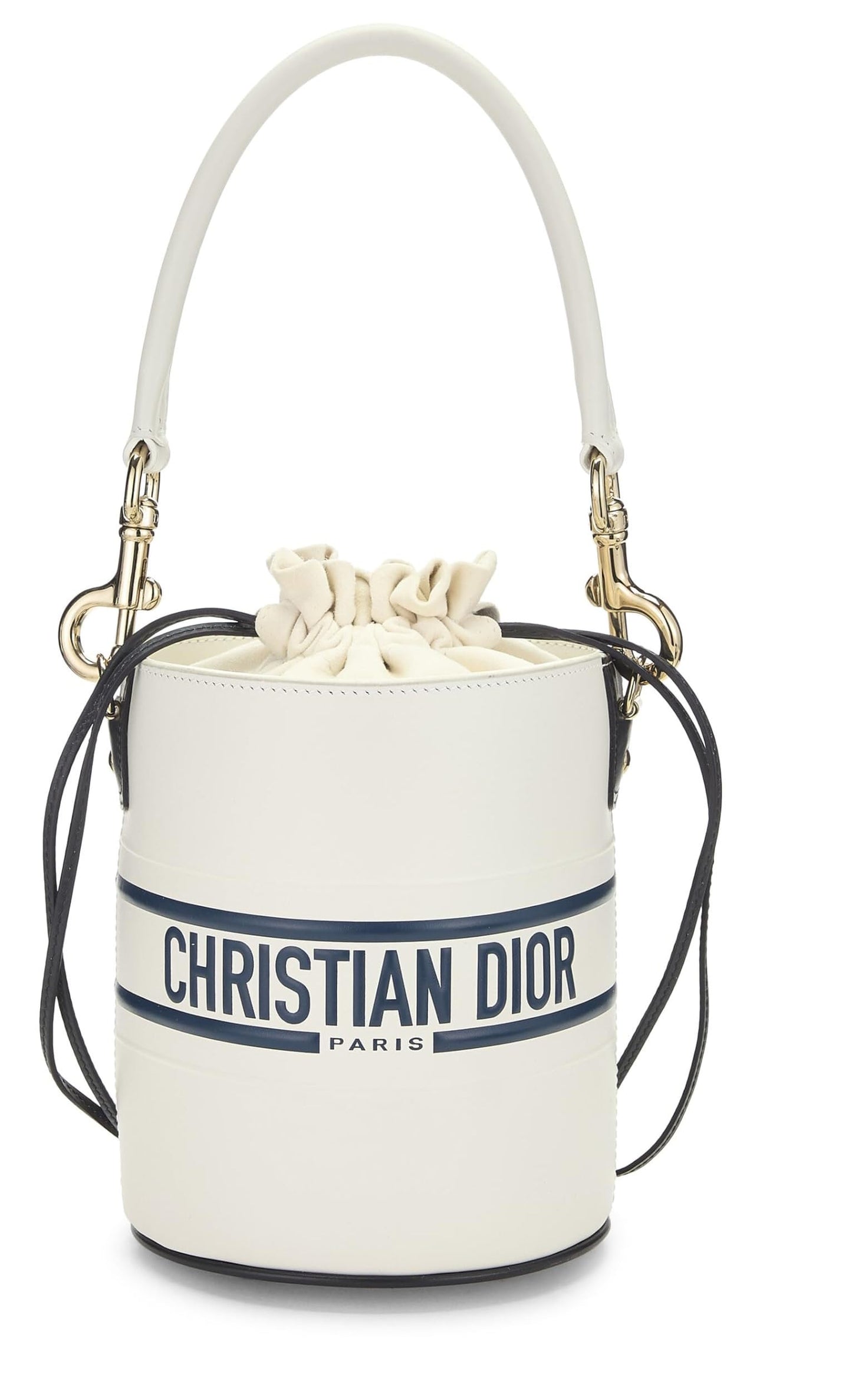 Dior,  White Calfskin Vibe Bucket Bag Micro, White