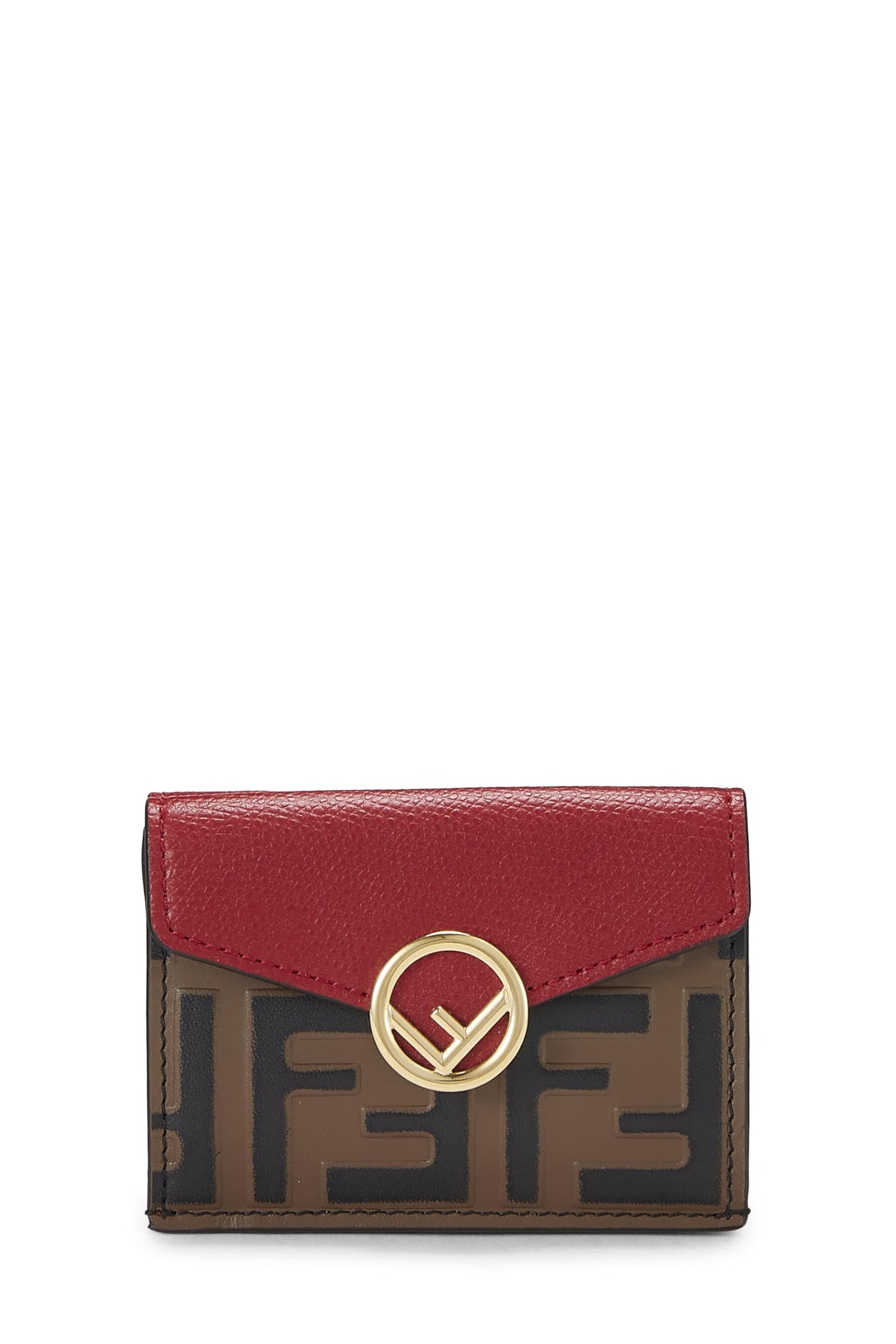 Fendi,  Red Leather 'FF' Compact Wallet, Red