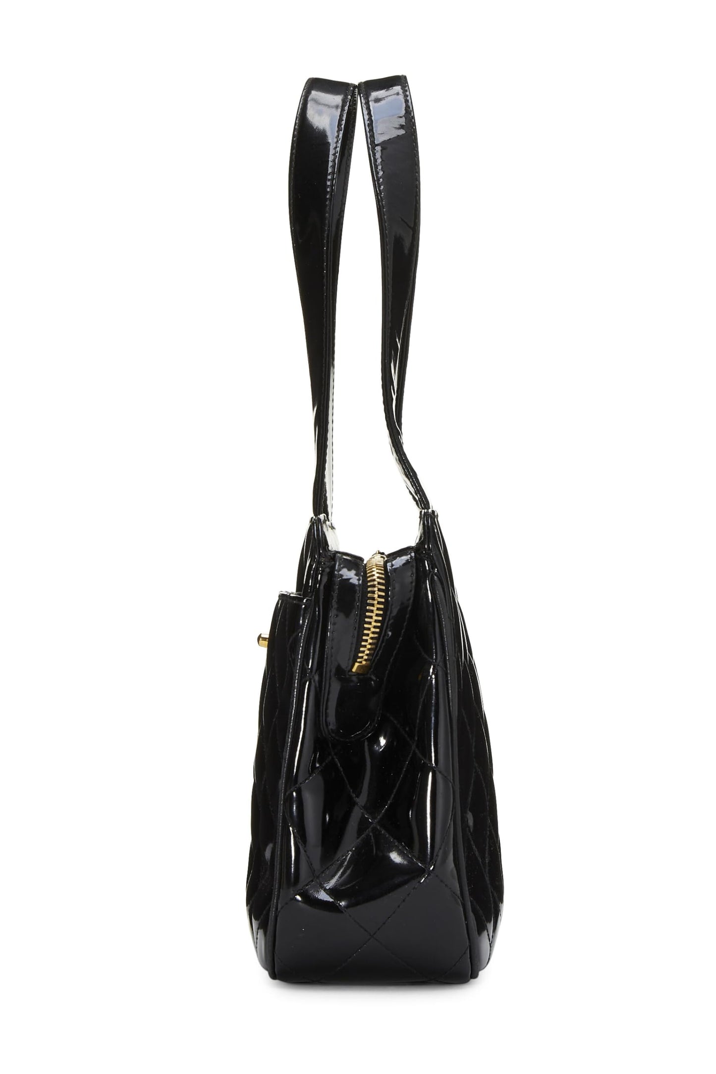 Chanel,  Black Quilted Patent Leather Handbag Small, Black